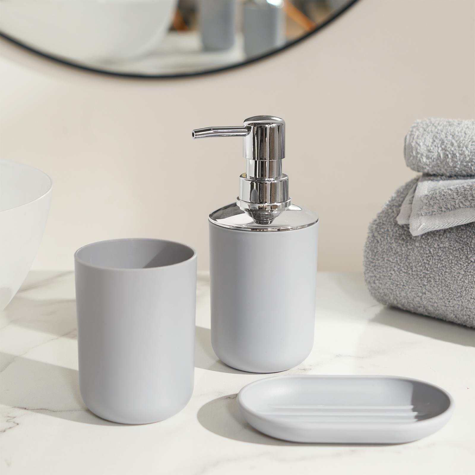 5PC Bathroom Accessories Set Soap Dispenser Holder Tumbler Toothbrush Bin - Picture 13 of 20