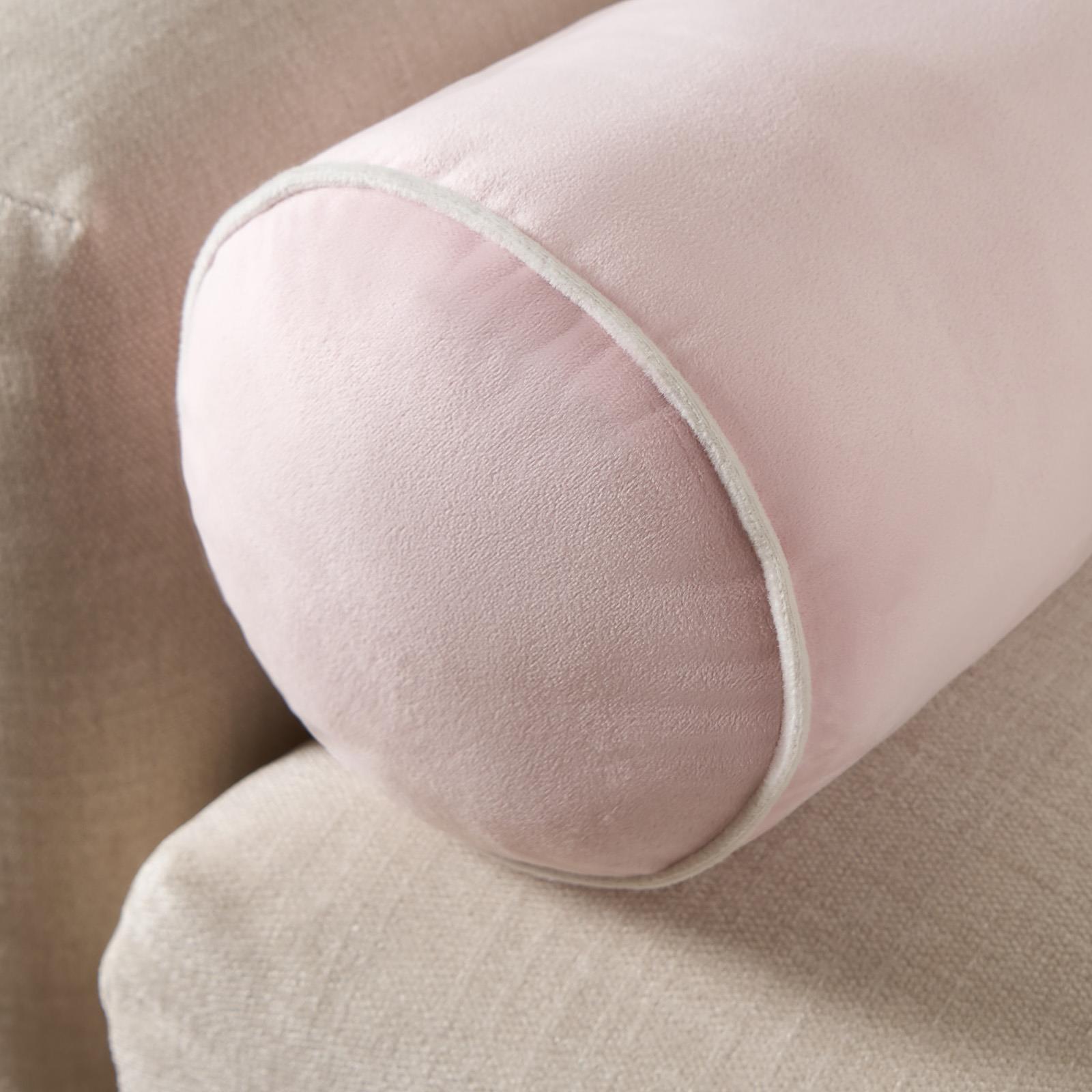 OHS Piped Edge Bolster Cushion Matte Velvet Bedroom Sofa Plump Filled Pillow