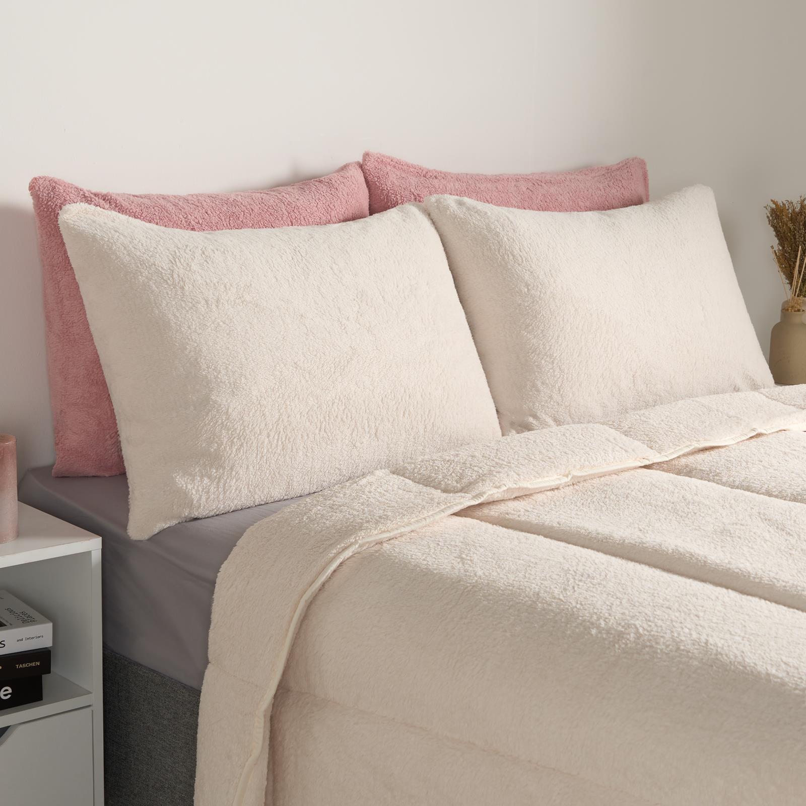 Teddy Fleece Coverless Duvet 10.5 TOG Pillowcase Bedding Set Single Double King - Picture 17 of 25