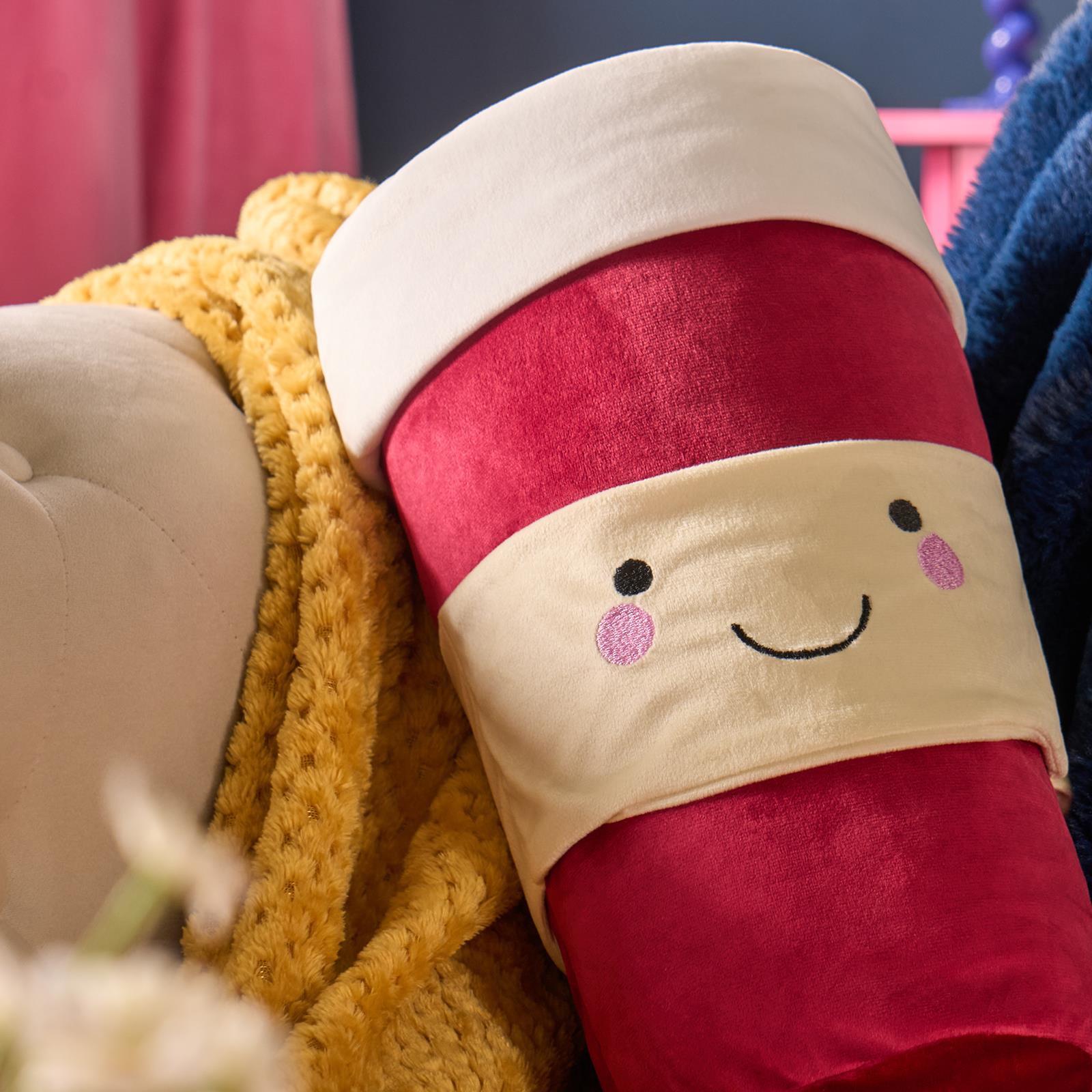 OHS Coffee Cup Cushion Decorative Filled Scatter Throw Pillow Home Decor