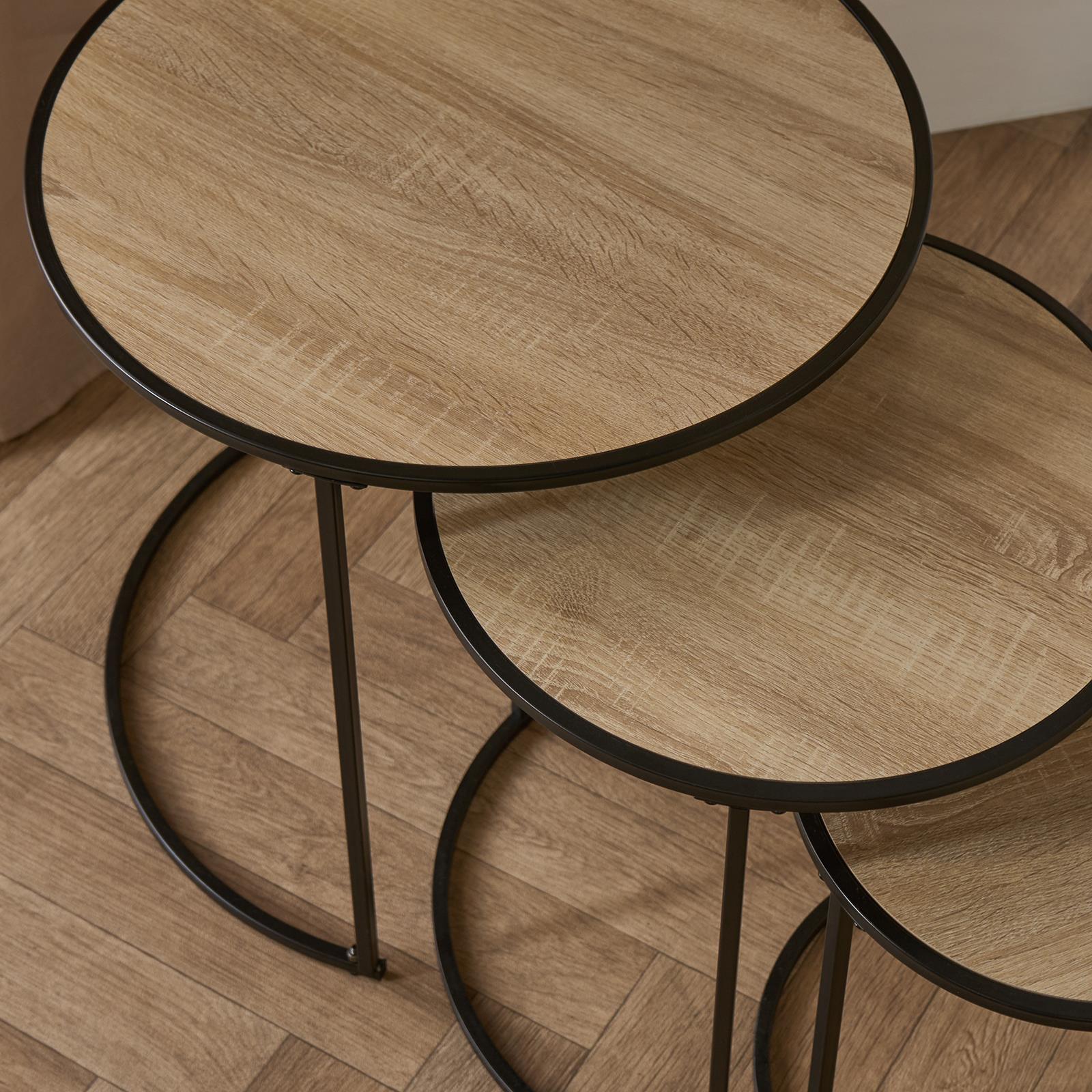 OHS Manhattan Nesting Table Stacking Coffee Side Wooden Effect Tables Set of 2/3