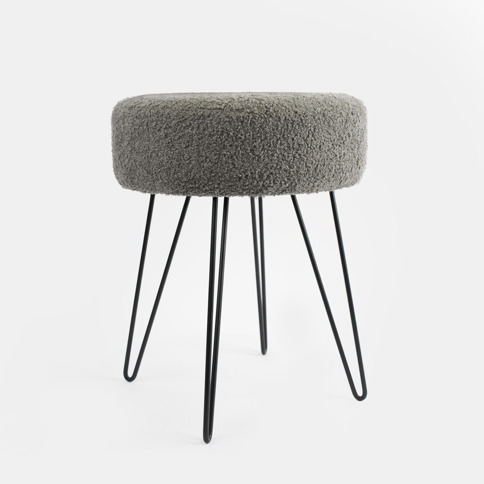 Stool Boucle Fleece Chair Dressing Table Vanity Seat Pouffe Home Spa Foot Rest