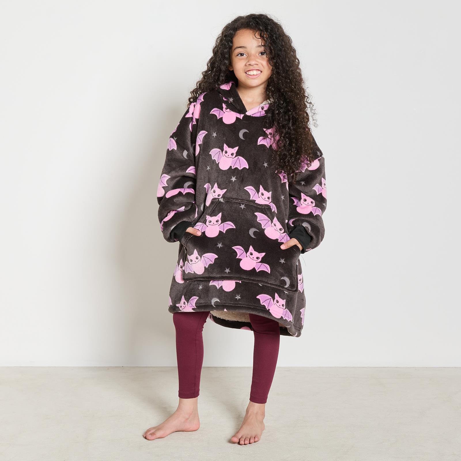 OHS Kids Hoodie Blanket Halloween Prints Sherpa Lined Wearable Throw