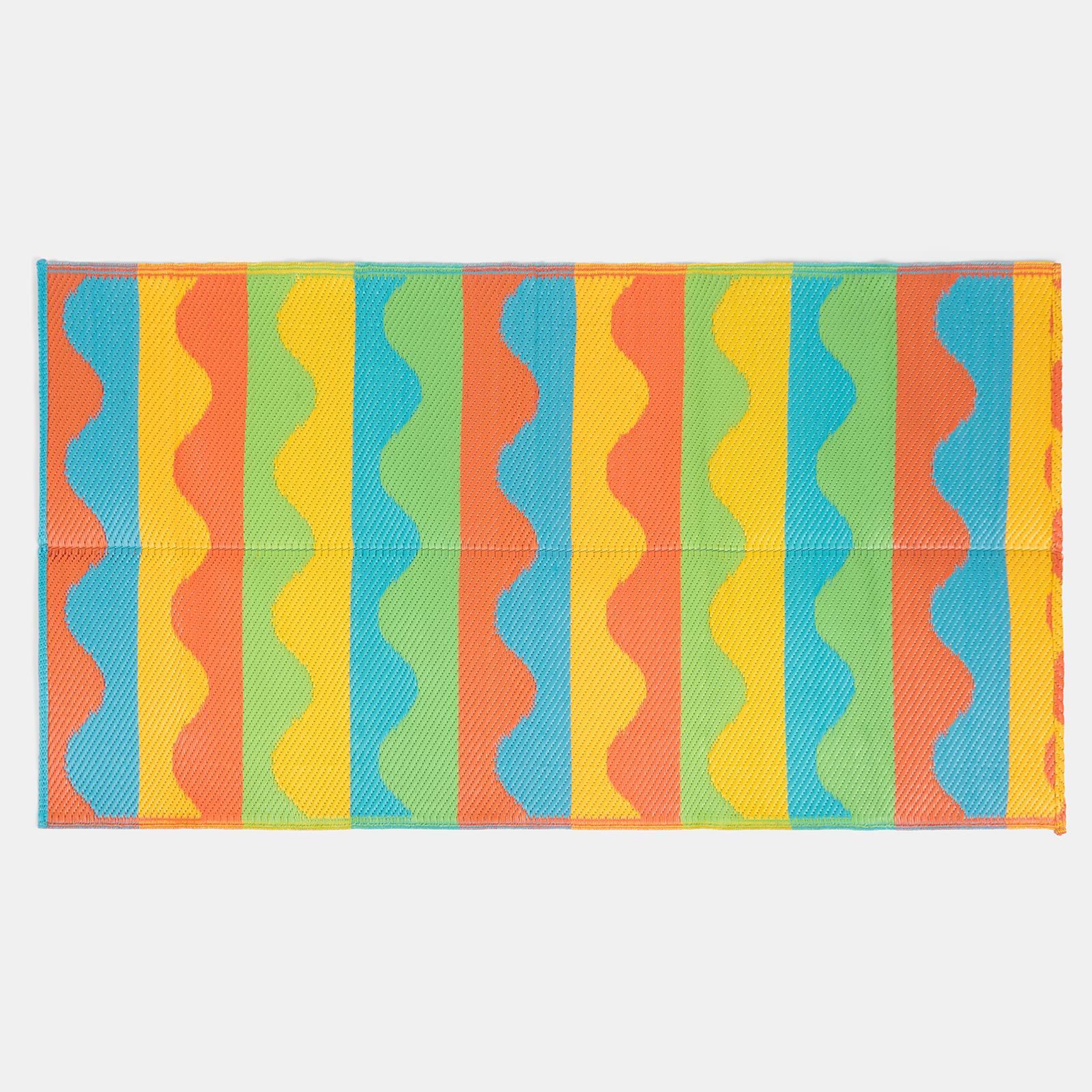 OHS Garden Rug Waved Lines Print Outdoor Waterproof Area Mat Patio Decor