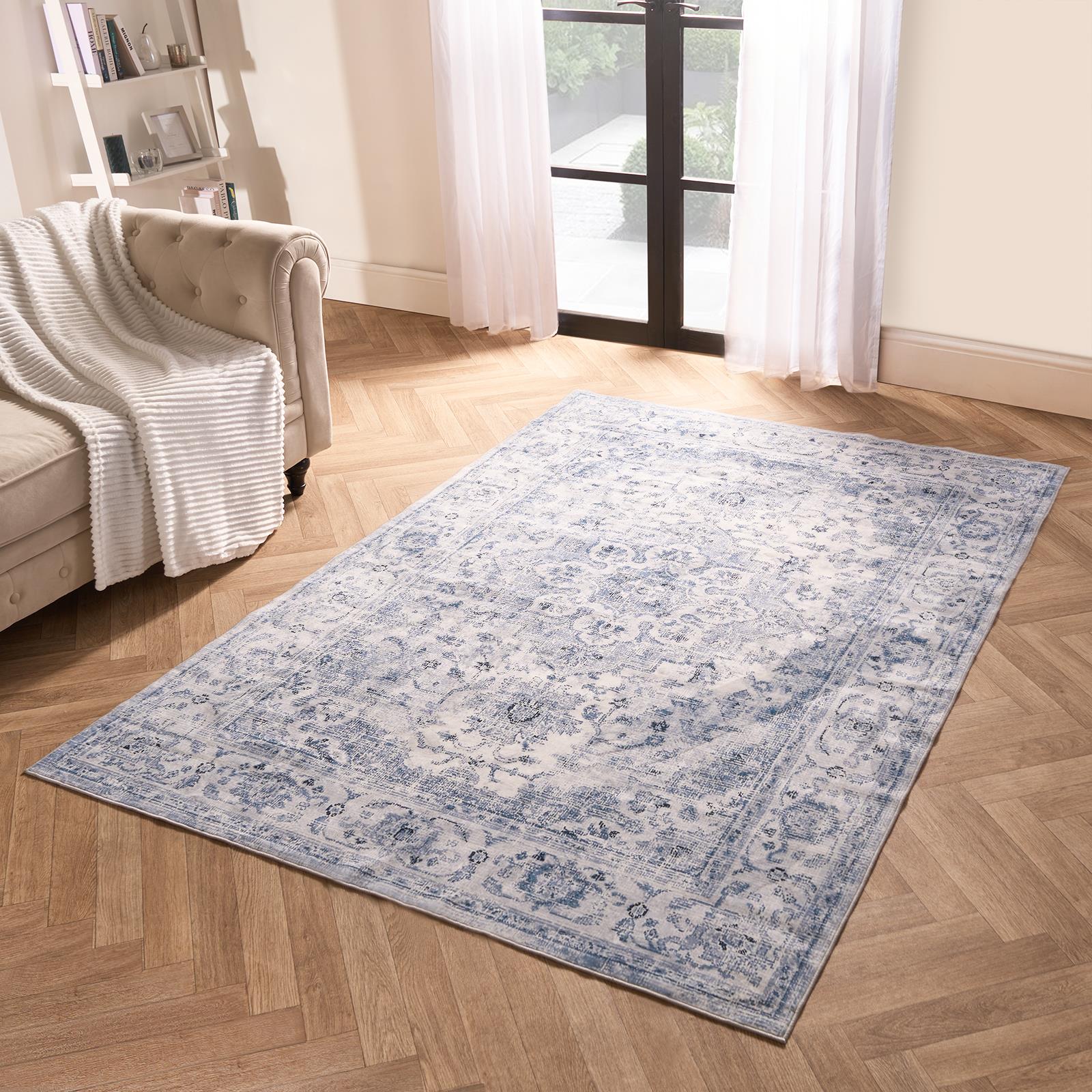 Washable Rug Vintage Living Room Bedroom Decor Non Slip Runners Soft Carpet Mat - Picture 3 of 29