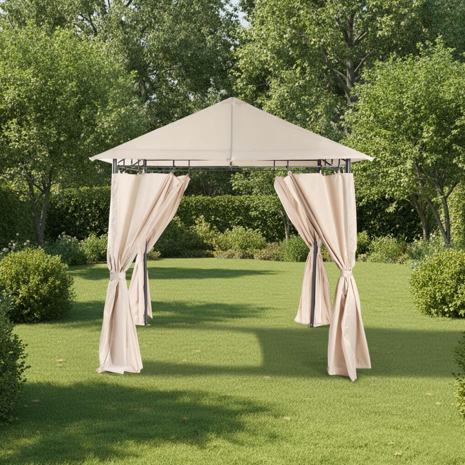 OHS Metal Garden Gazebo with Curtains Outdoor Party Tent Canopy Waterproof