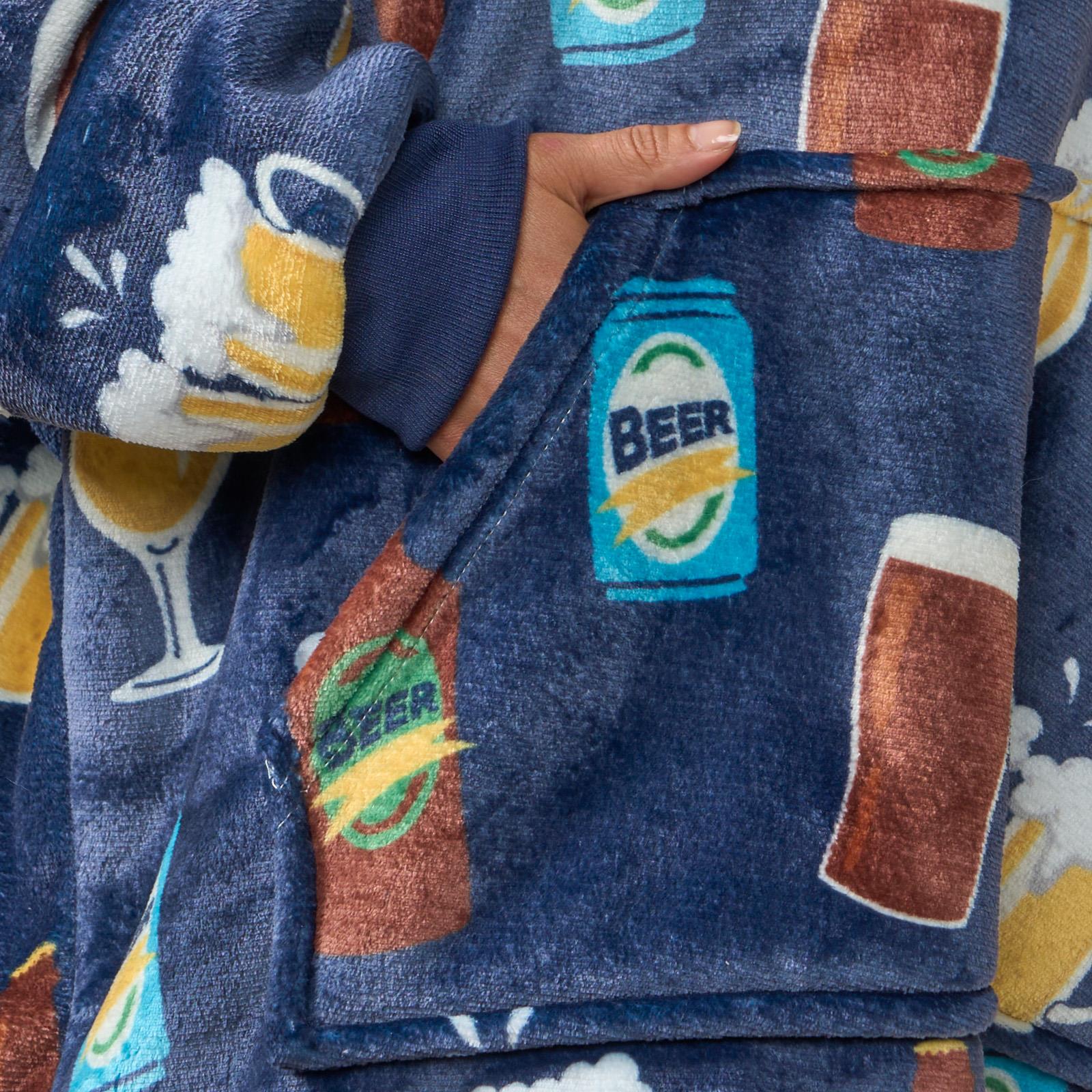 Beer Hoodie Blanket Sweatshirt Sherpa Fleece Oversized Jumper Throw Plush Warm