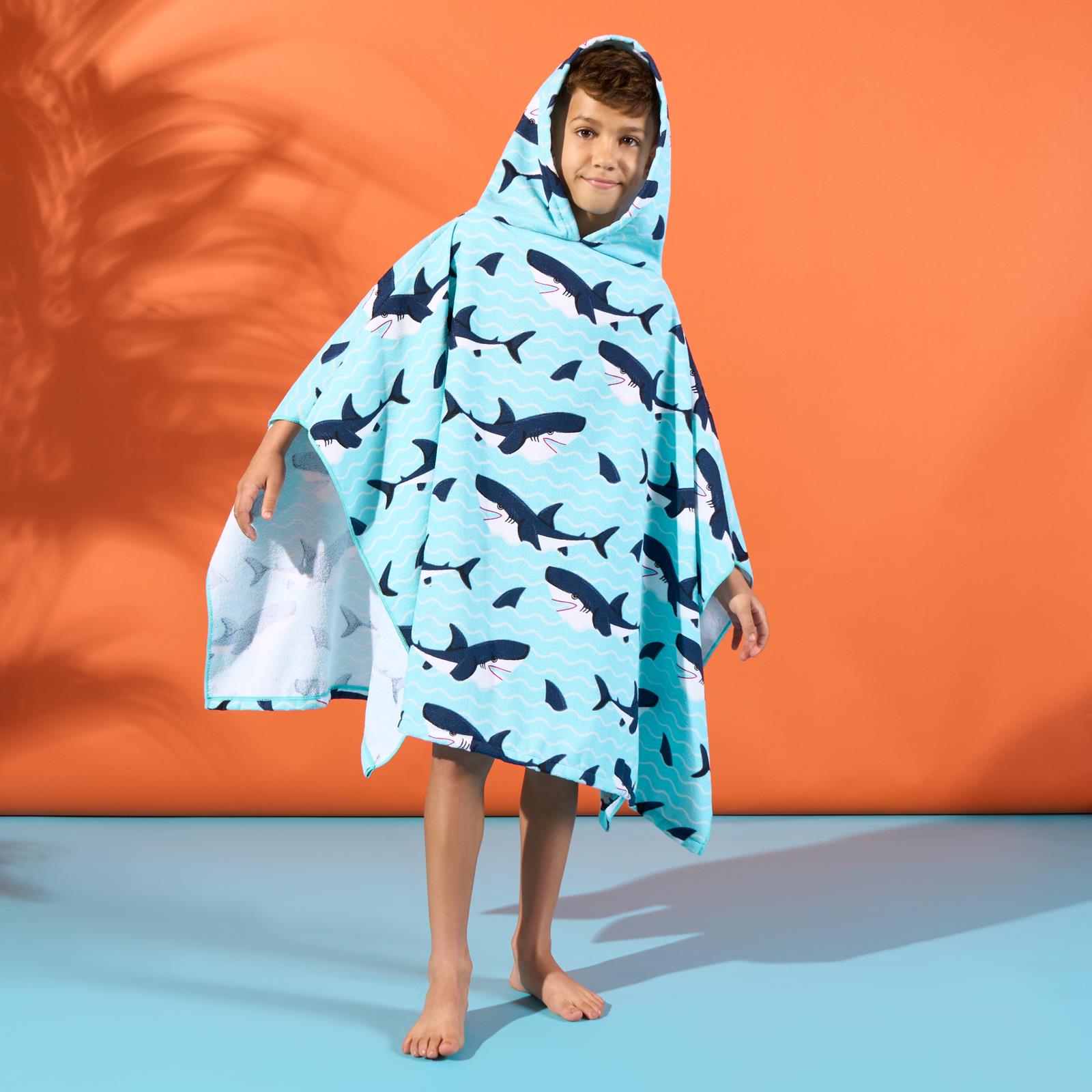 Kids Poncho Beach Towel Hooded Quick Dry Microfibre Holiday Swimming Absorbent - Picture 78 of 139