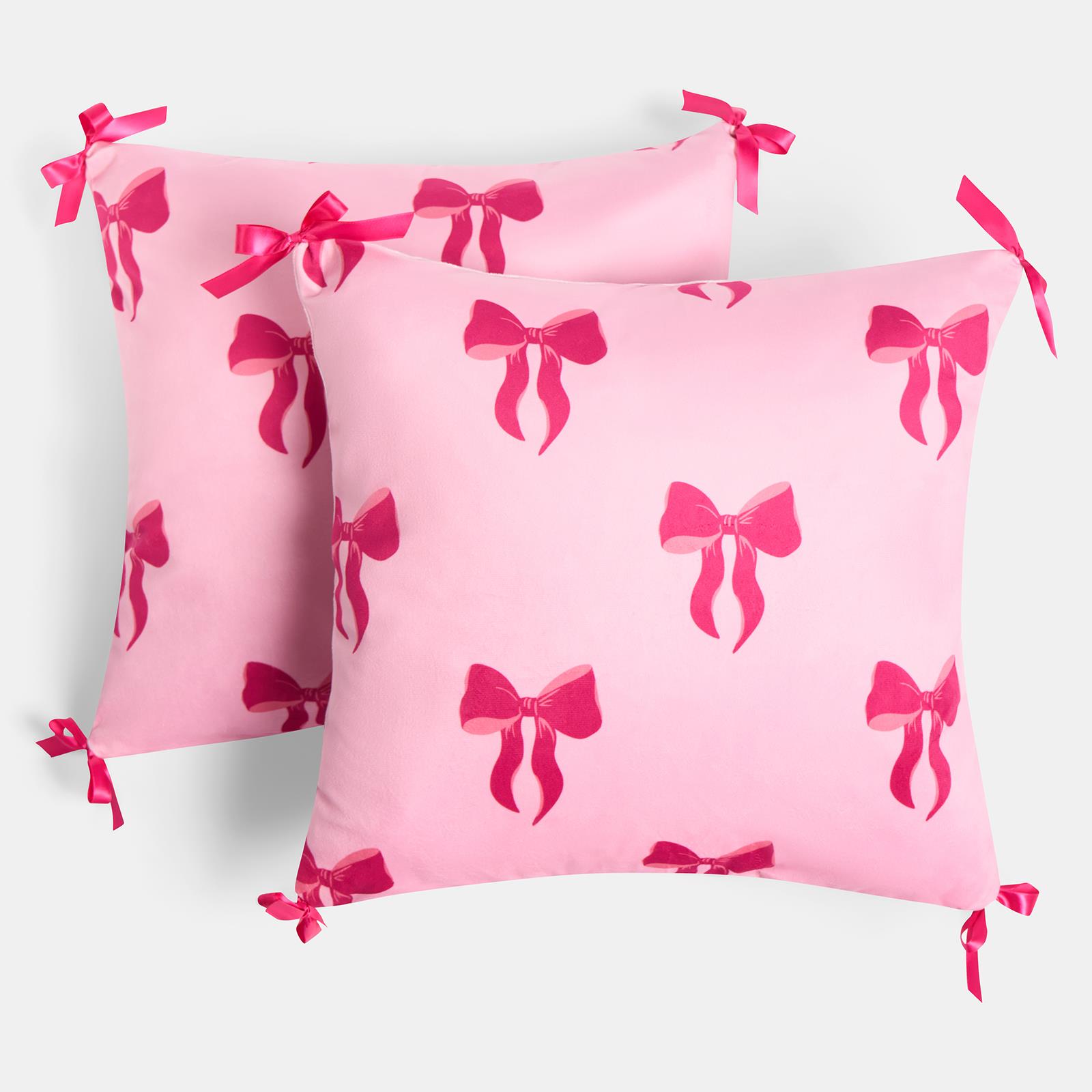 OHS Bows Cushion Covers Matte Velvet Living Room Square Pillowcases Home Decor