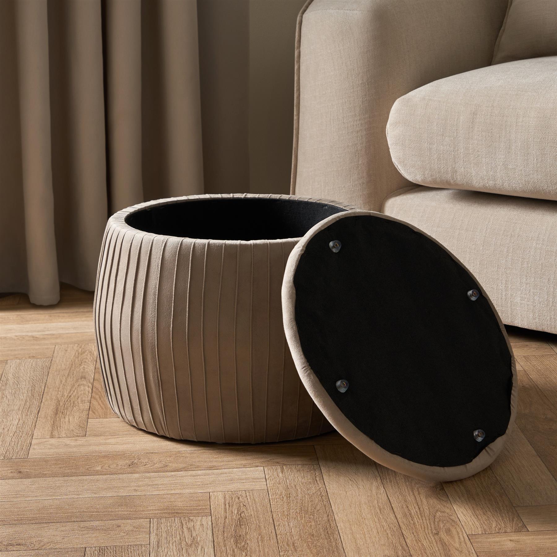 Ottoman Storage Stool Matte Velvet Pleated Home Decor Vanity Pouffe Chair Seat