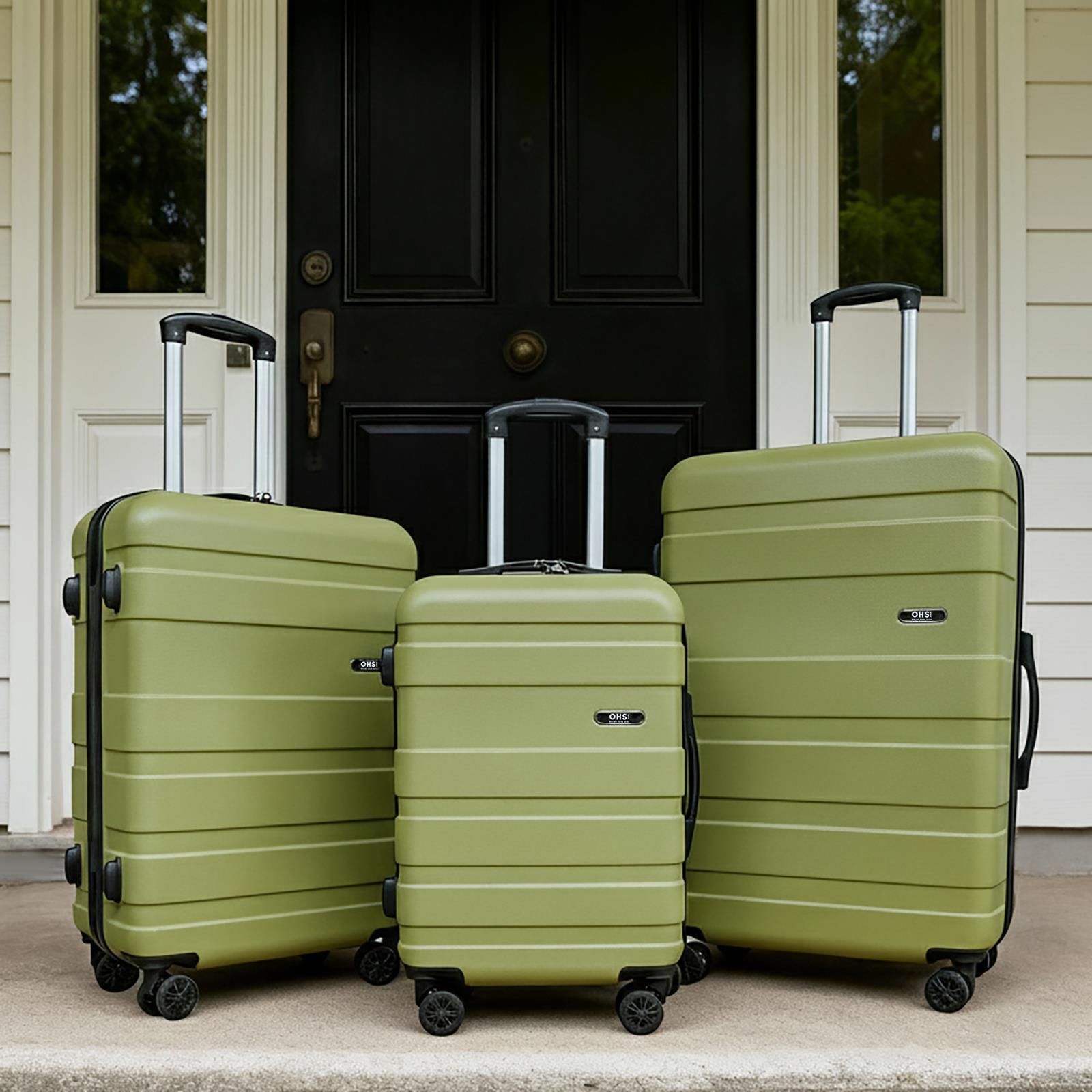 OHS Hard Shell Suitcase Luggage Set Travel ABS 4 Wheels Trolley Cabin Carry-On