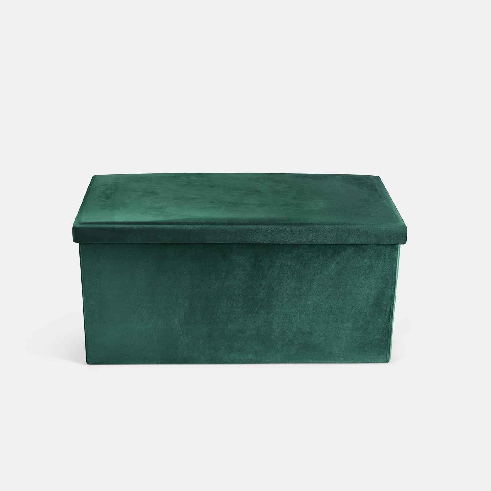 OHS Folding Ottoman Storage Box Footstool Tub Space Saving Velvet Seat