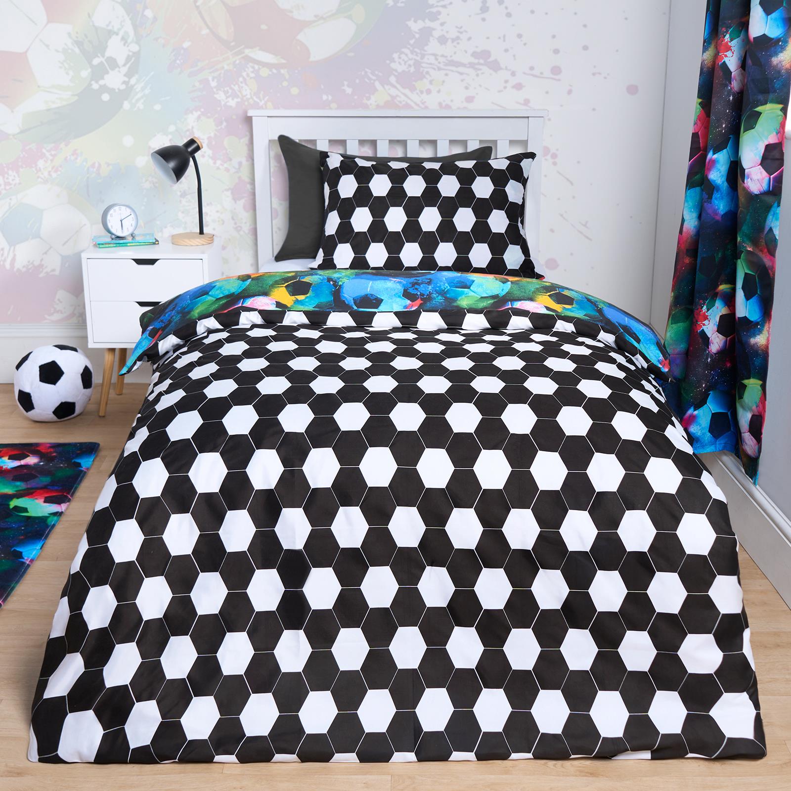 Football Duvet Cover Bedding Set Quilt Pillowcase Soft Reversible Neon Galaxy