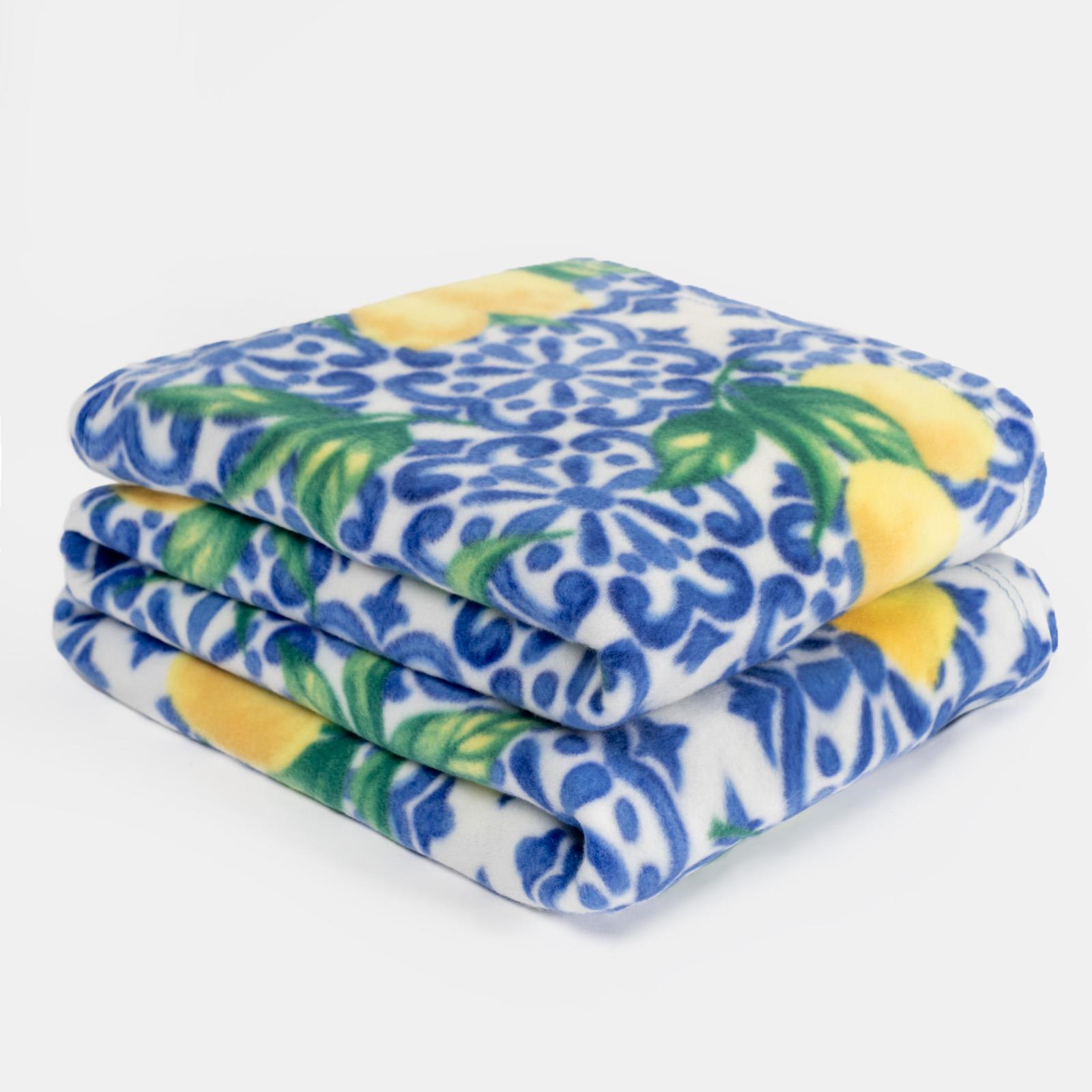 OHS Lemon Print Throw Soft Polar Fleece Lightweight Blanket - 120 x 150cm