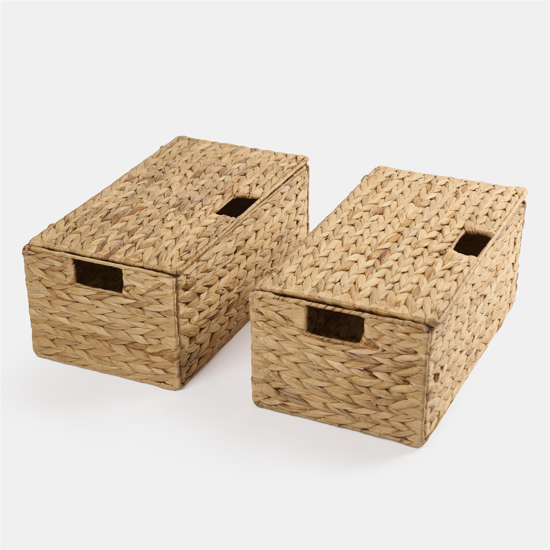 Natural Storage Cube Folding Rope Organiser Woven Wicker Hamper Strong Eco Box - Picture 13 of 20