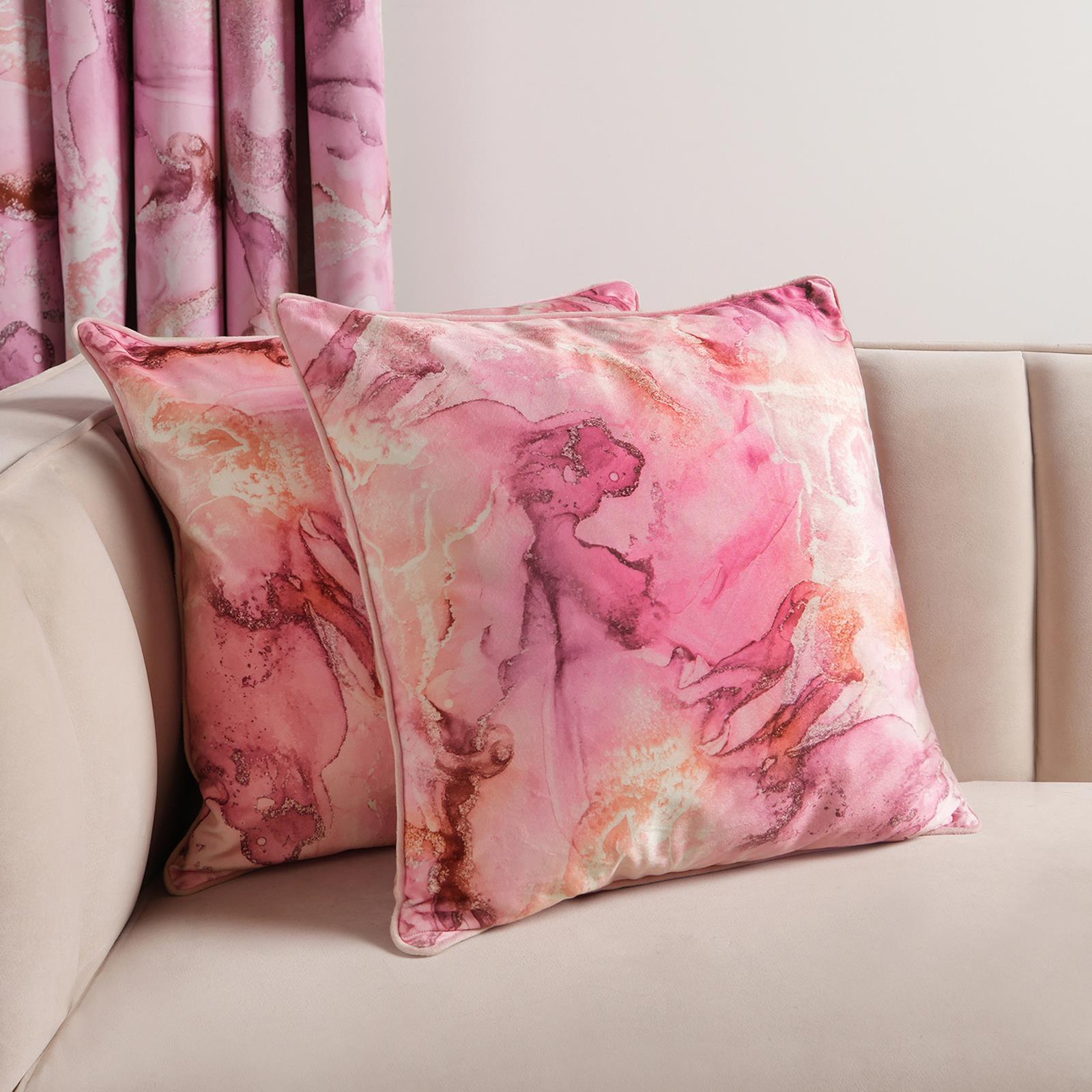 Matte Velvet Cushion Covers Marble Pack of 2/4 Plump Filled Pads Home Decor Set - Picture 11 of 47