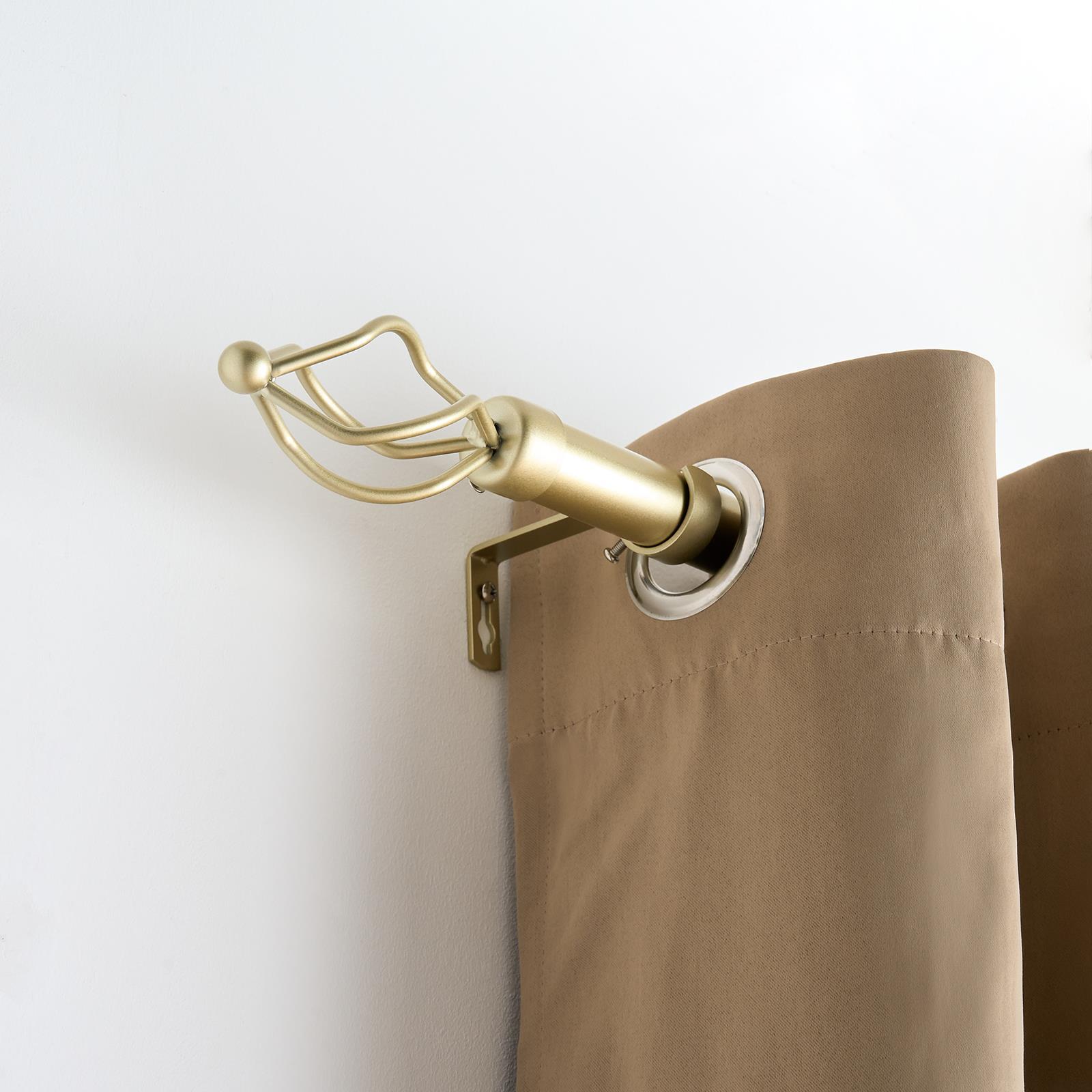 OHS 70-120cm Curtain Pole Extendable Metal 16mm Ball Trumpet Twist Finnials