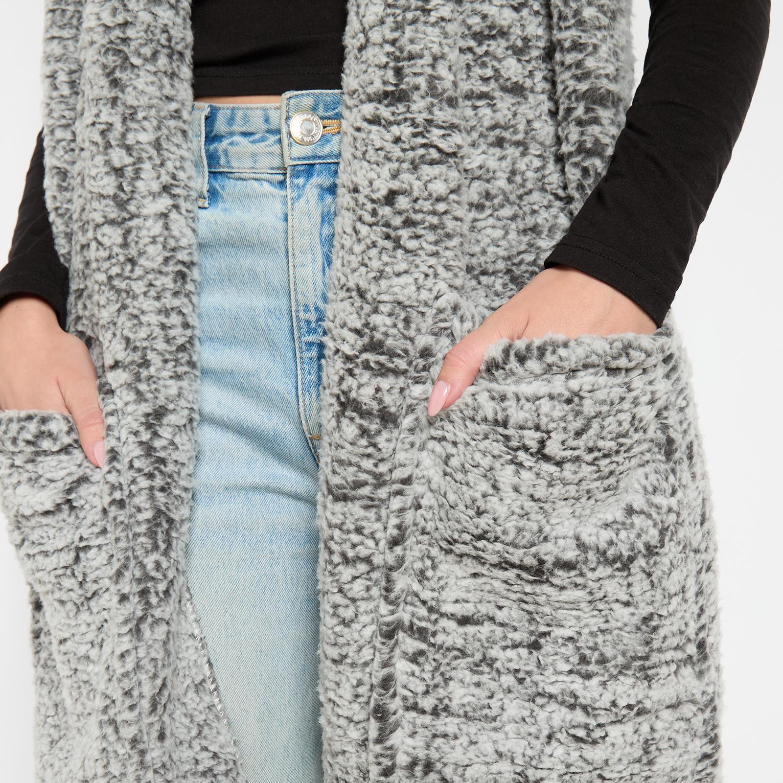 OHS Teddy Fleece Scarf Long Thermal Soft Pockets Hand Neck Warmer Marl Wrap