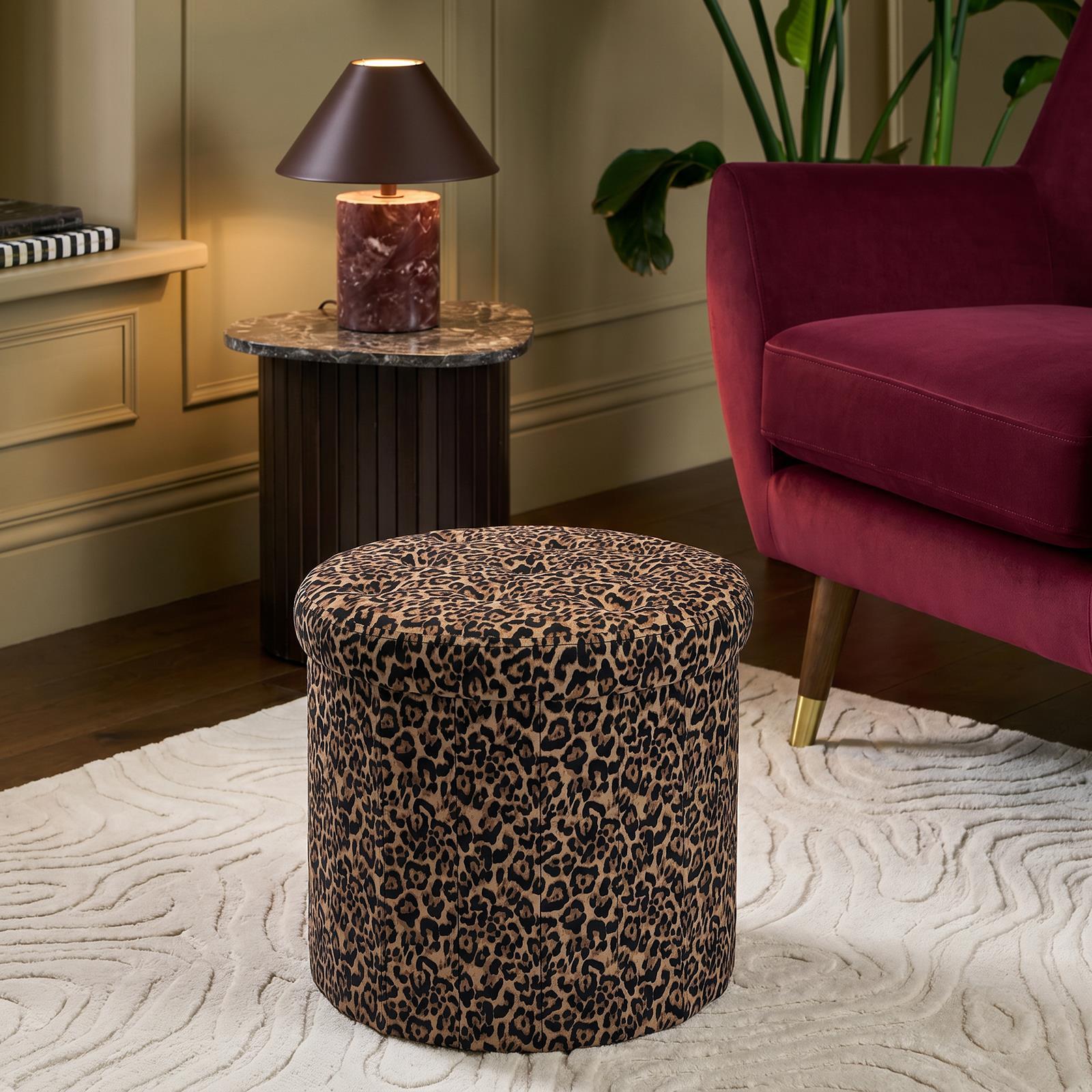 OHS Folding Ottoman Storage Box Footstool Tub Space Saving Velvet Seat