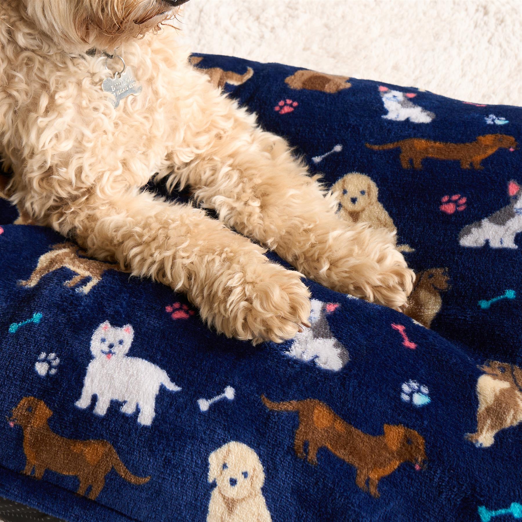 OHS Print Pet Bed Fleece Paw Checks Leopard Stripes Xmas Calming Cushion Dog Cat