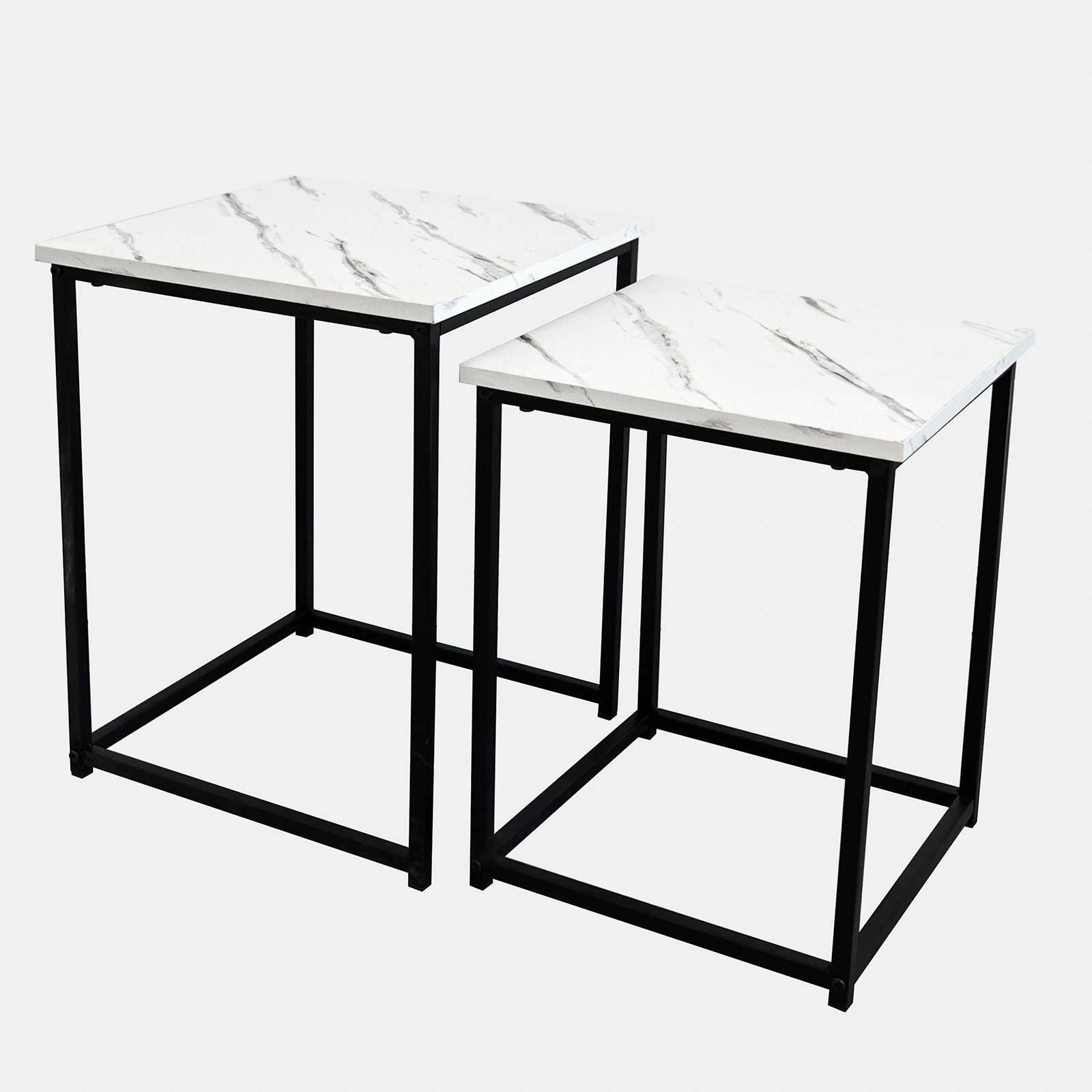 Nest of Tables Square Wood Top Modern End Side Living Room Home Decor Set of 2