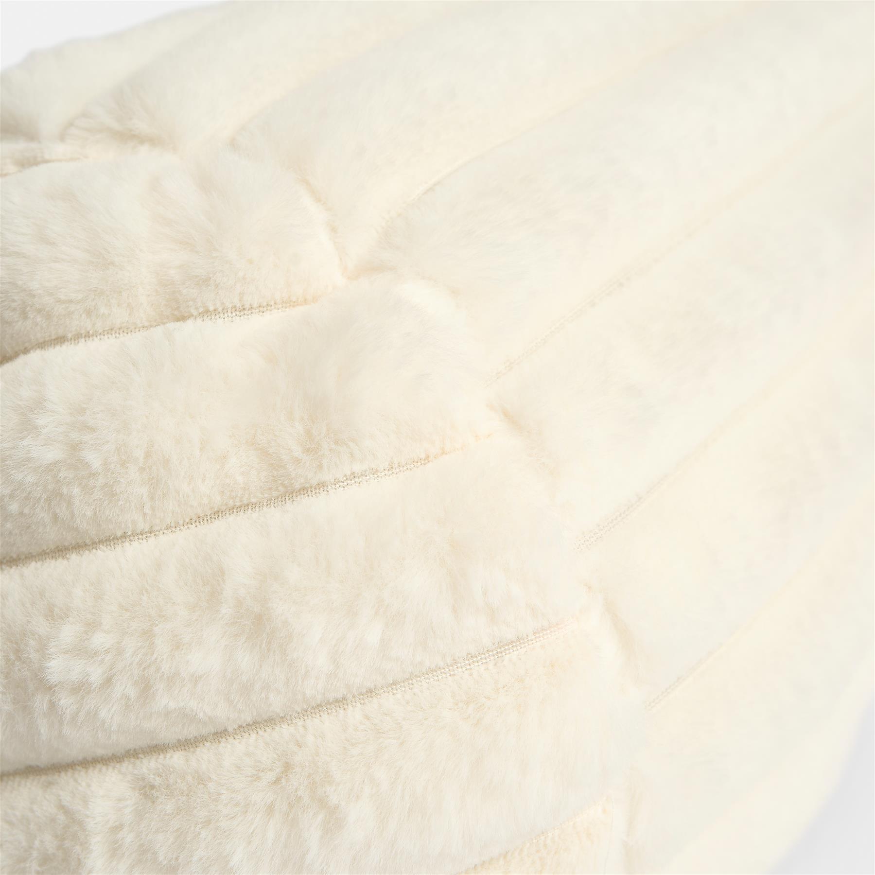 OHS Ribbed Round Bolster Pillow Faux Fur Filled Cushion Soft Neck Roll