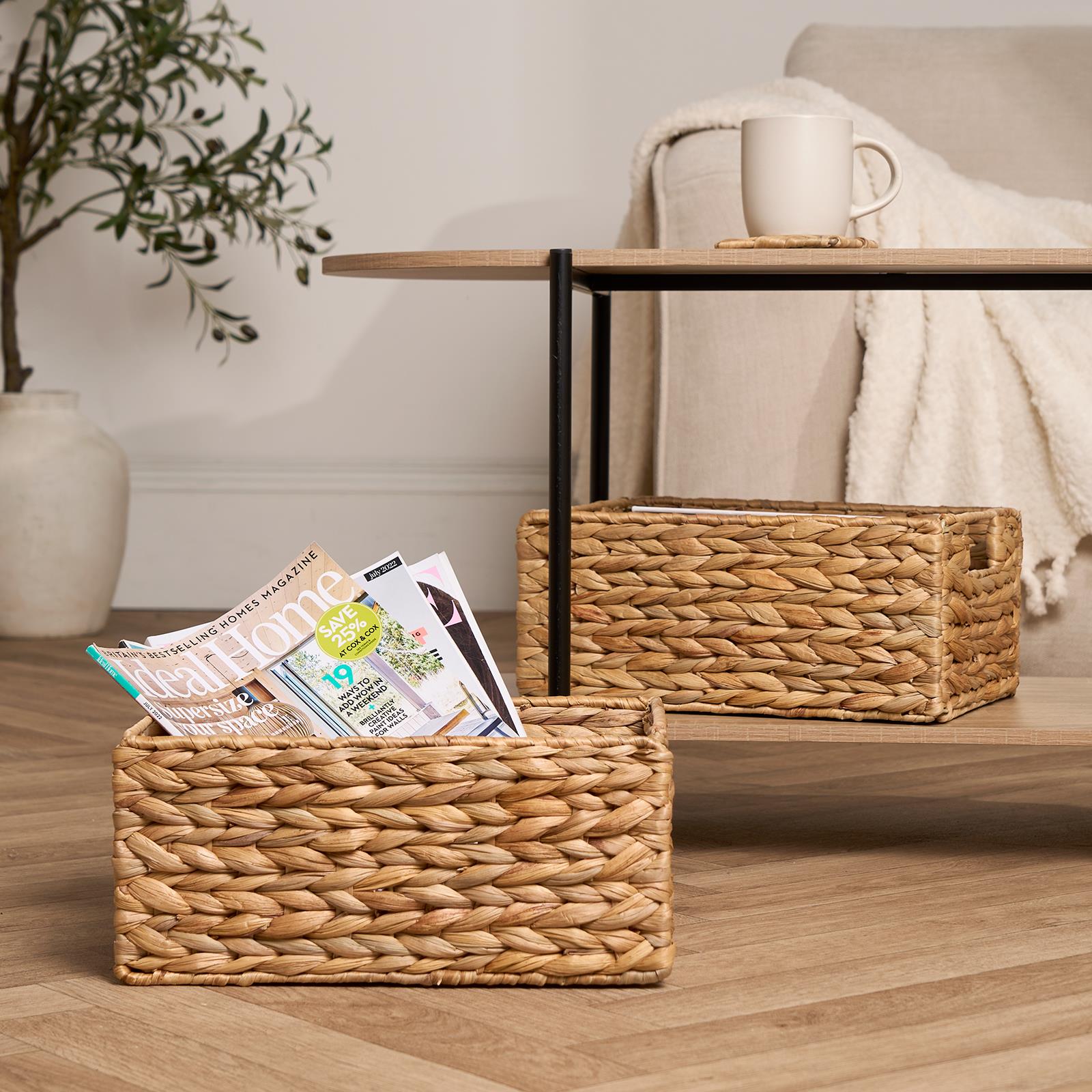 Natural Storage Cube Folding Rope Organiser Woven Wicker Hamper Strong Eco Box - Picture 2 of 20