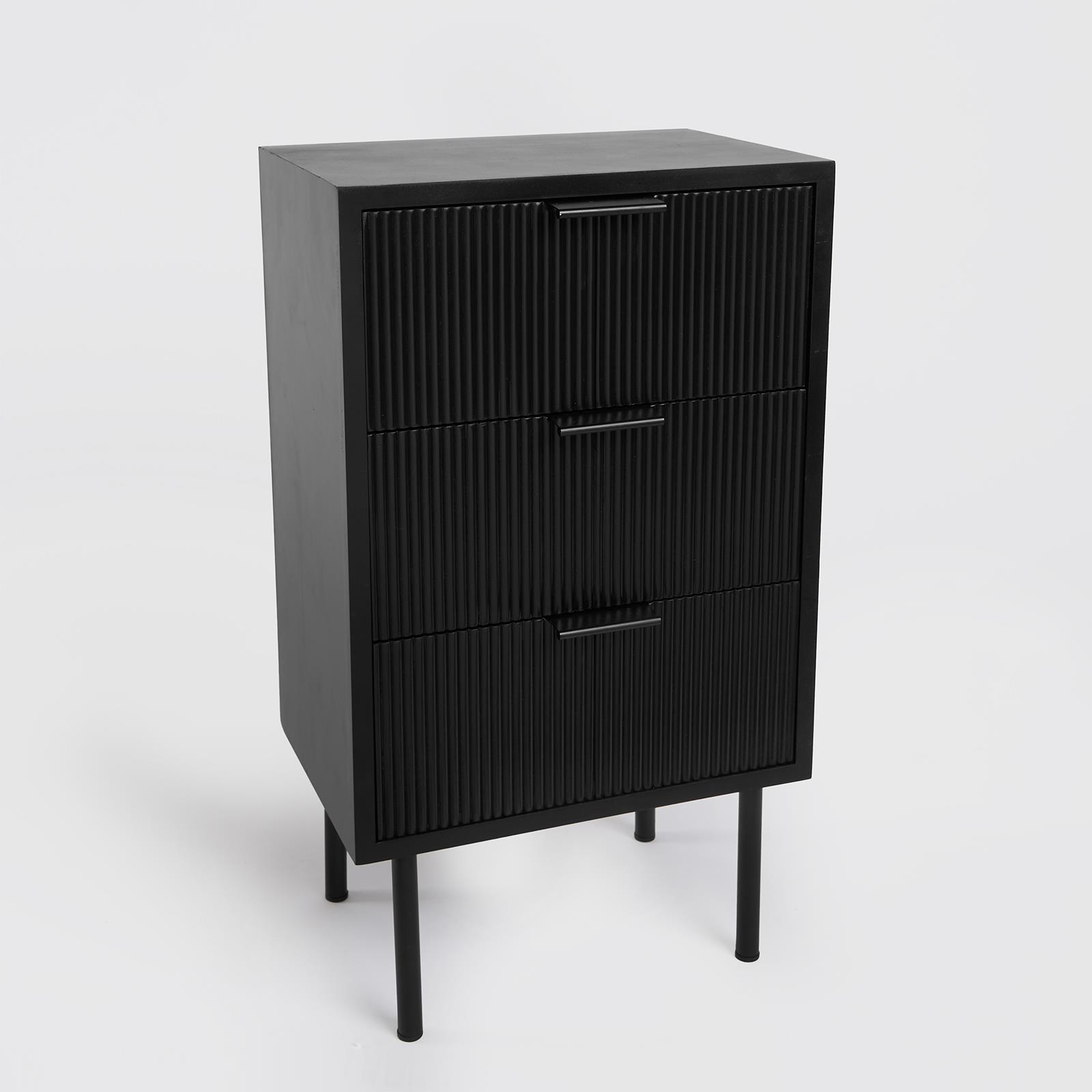 Ribbed Bedside Table Modern Bedroom 3/4 Draw Office Nightstand Living Room Unit - Picture 7 of 71