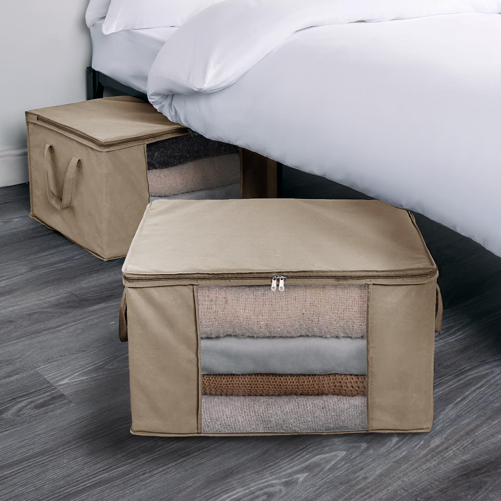 Large Underbed Storage Bags 2 Pack Clothes Shoes Organiser Folding Zipped Cube