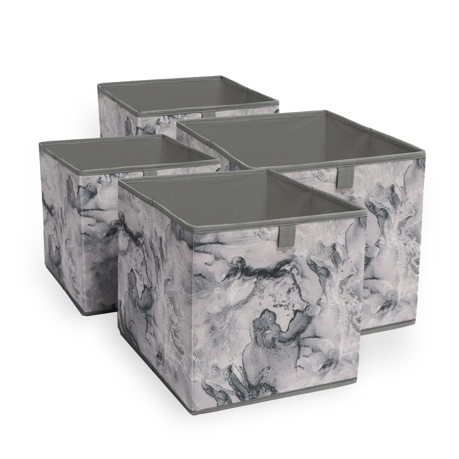 Marble Storage Cubes 2/4 Pack Folding Boxes Shoe Toy Tidy Set Space Saving Box