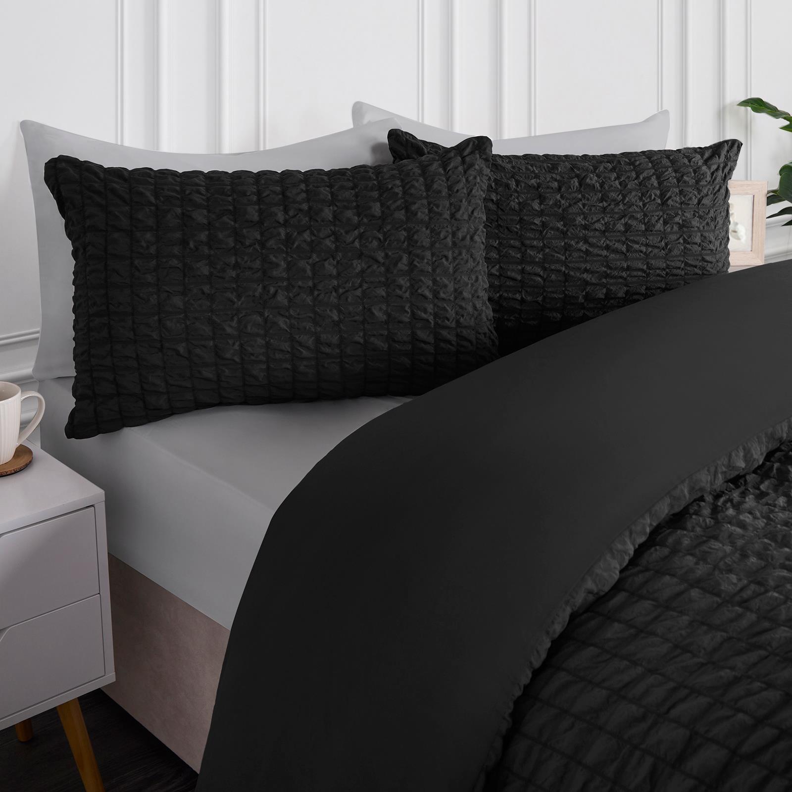 Luxury Seersucker Duvet Cover Set Geo Pillowcase Quilt Bedding Double King Size - Picture 4 of 36