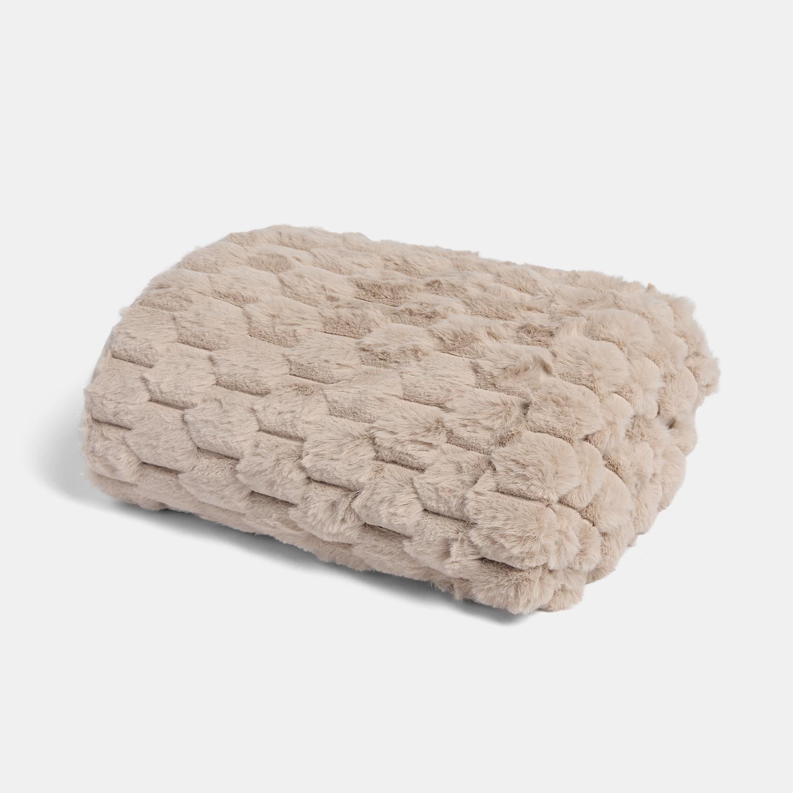 OHS Waffle Throw Bed Blanket Faux Fur Supersoft Warm Fleece Cosy Plush