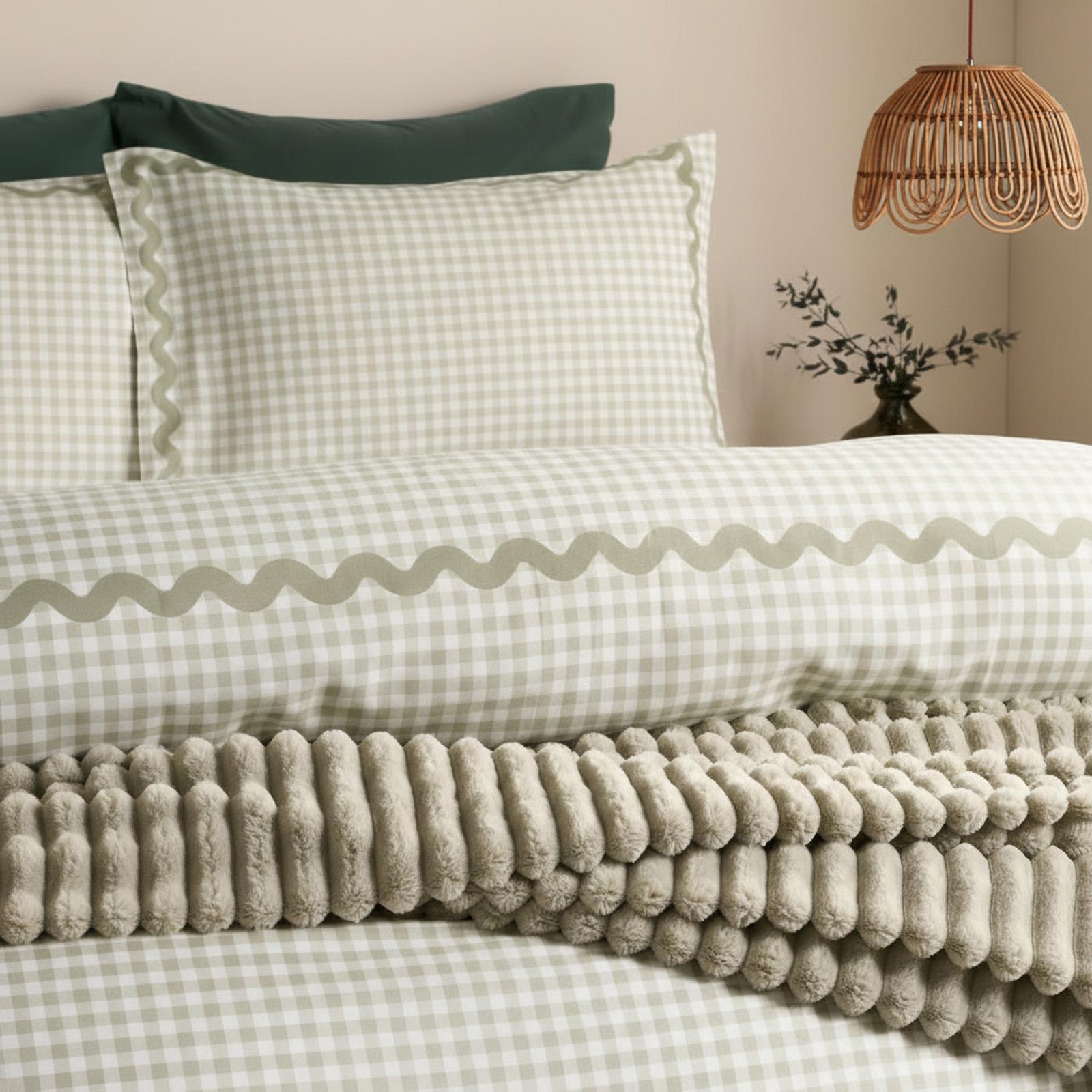 OHS Wave Border Bedding Set Microfibre Print Duvet Cover with Pillowcase