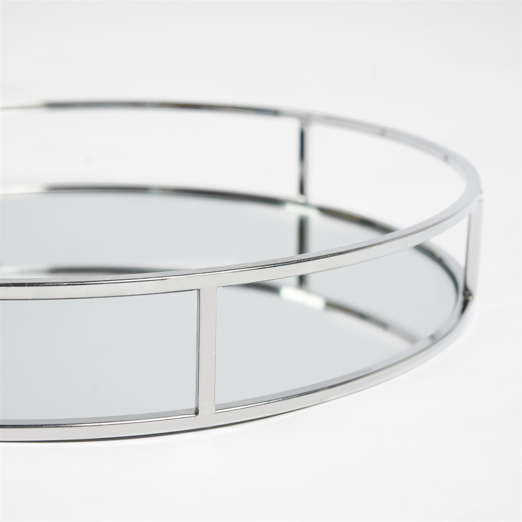 OHS Mirrored Serving Tray with Metal Frame Tealight Holder Vanity Display Plate