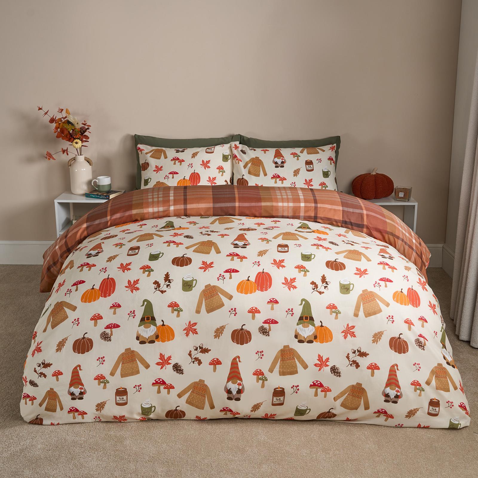OHS Autumn Gonk Bedding Set Reversible Microfibre Duvet Cover with Pillowcase