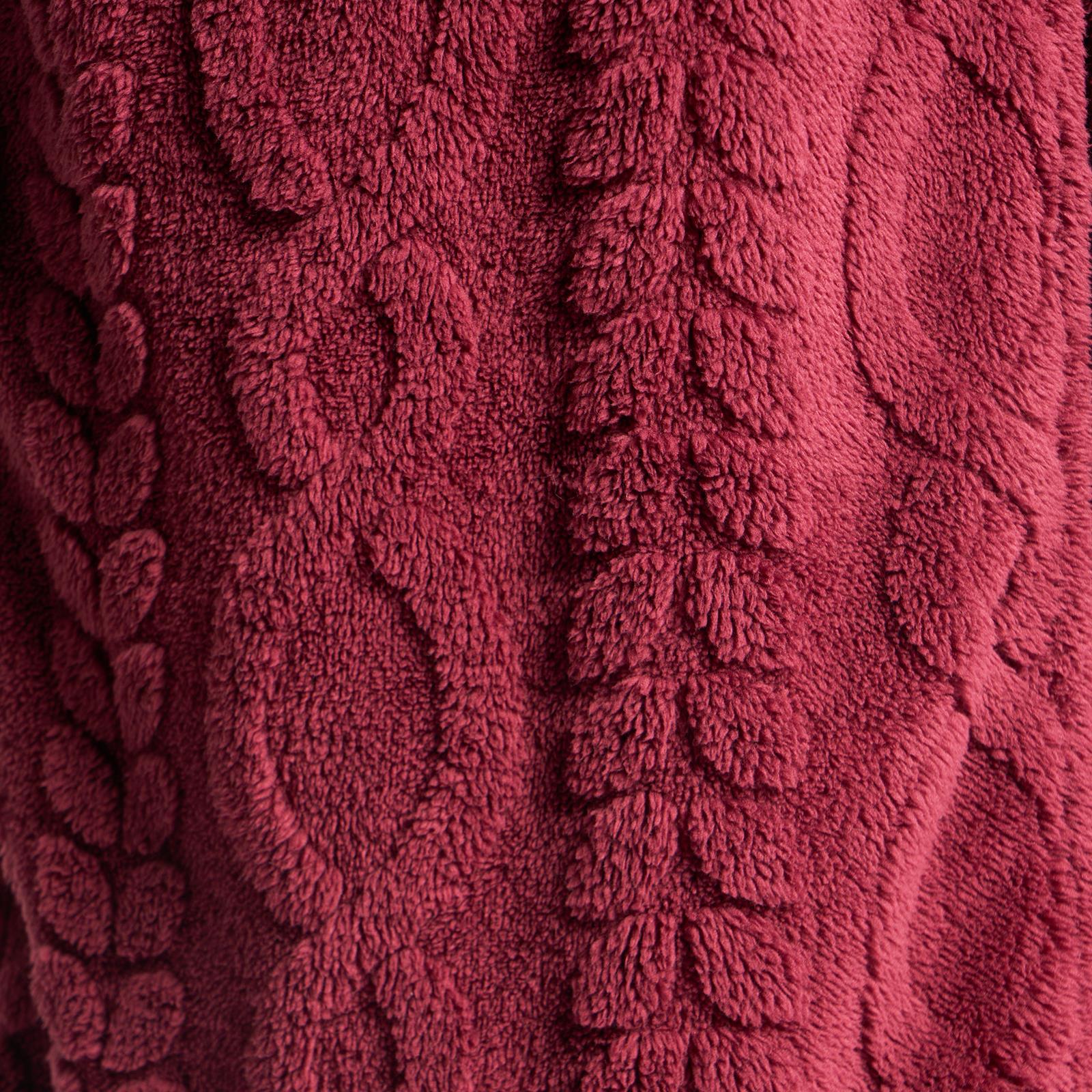 OHS Cable Knit Dressing Gown Flannel Fleece Winter Loungewear Hooded Bathrobe