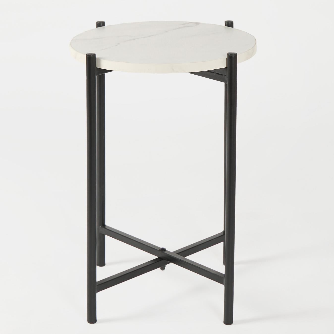 OHS Round Side Table Coffee End Tables with Metal Frame Decorative Nightstand