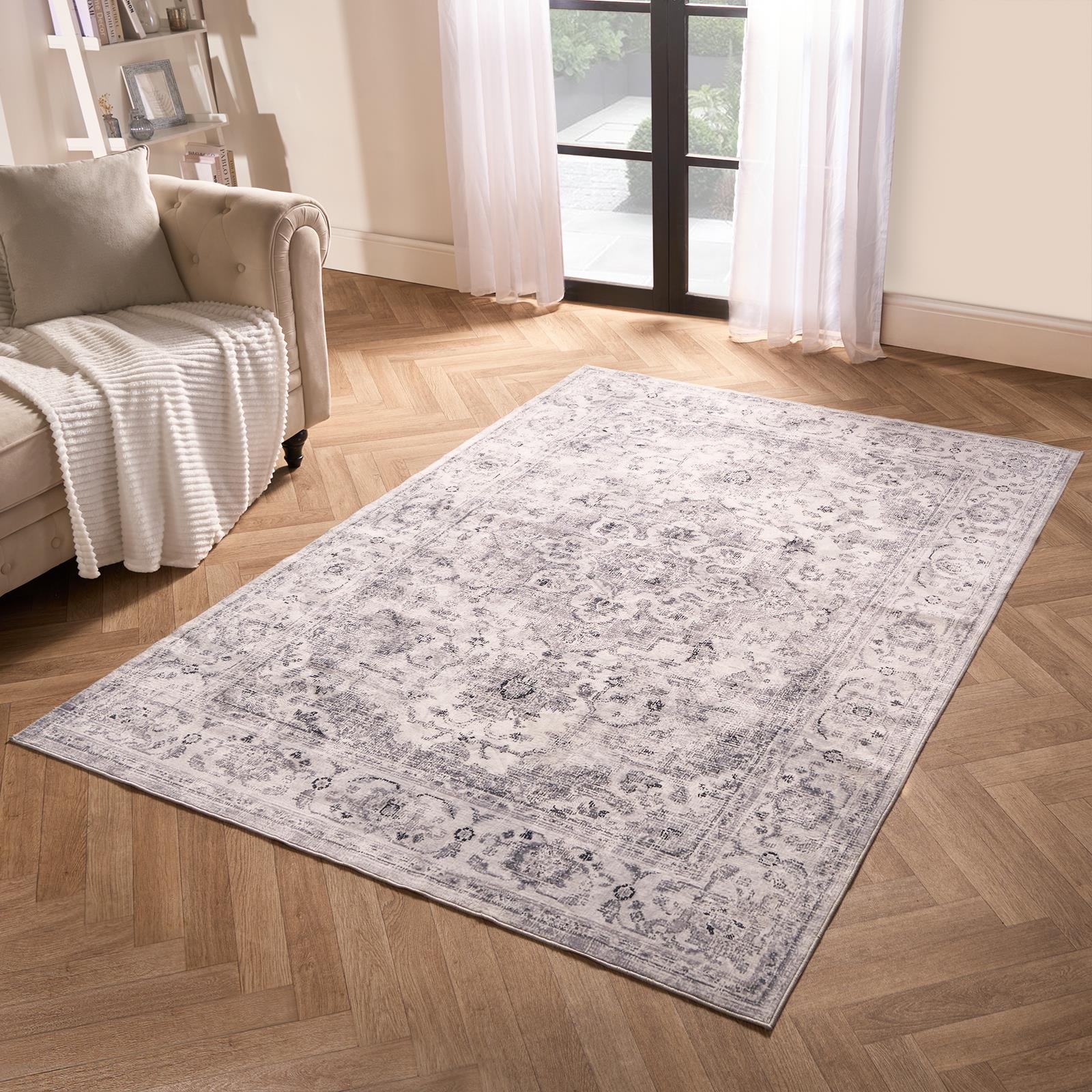 Washable Rug Vintage Living Room Bedroom Decor Non Slip Runners Soft Carpet Mat - Picture 17 of 29