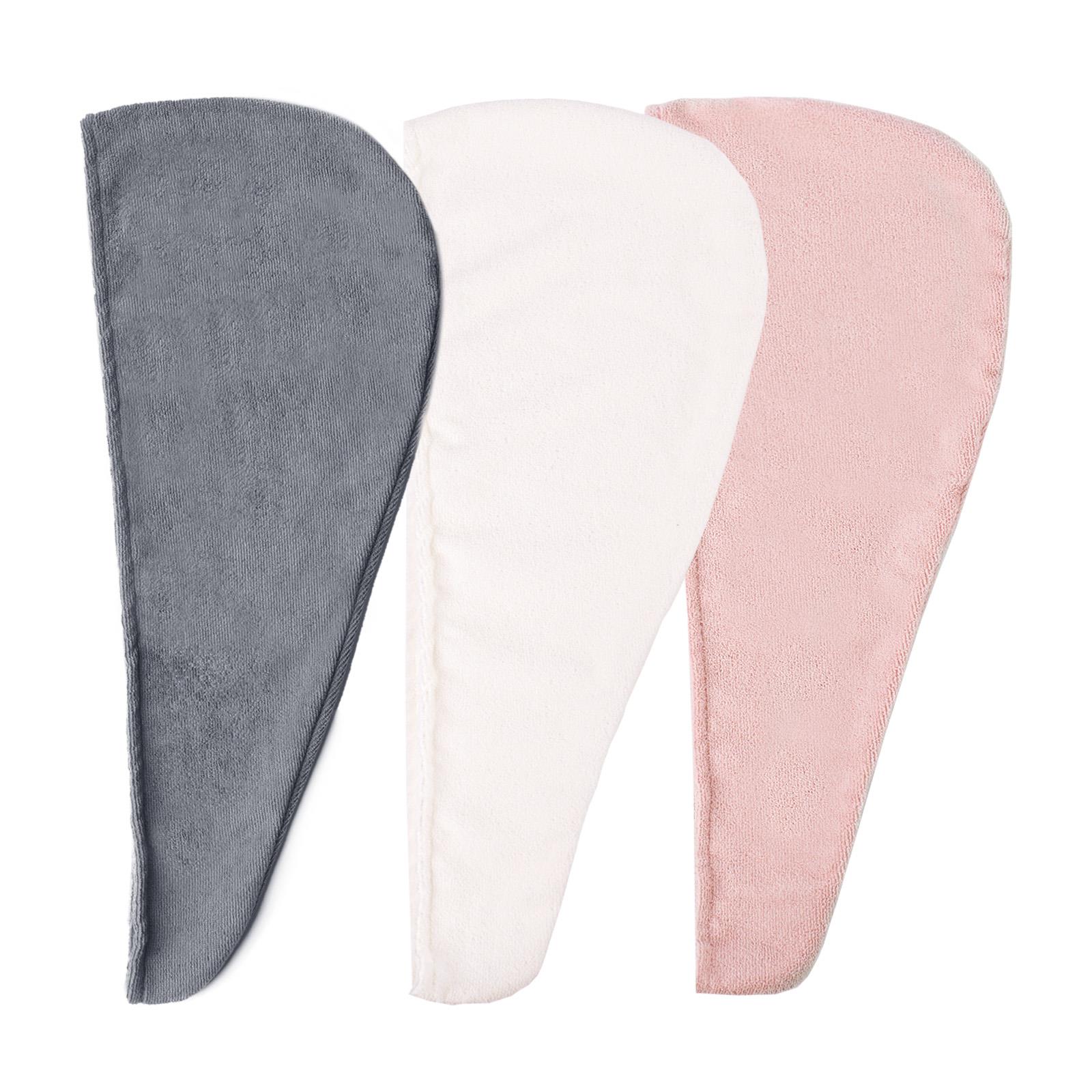 Hair Turban Towel Microfibre Head Wrap 3 x Quick Dry Womens Shower Towelling Cap - Picture 3 of 28