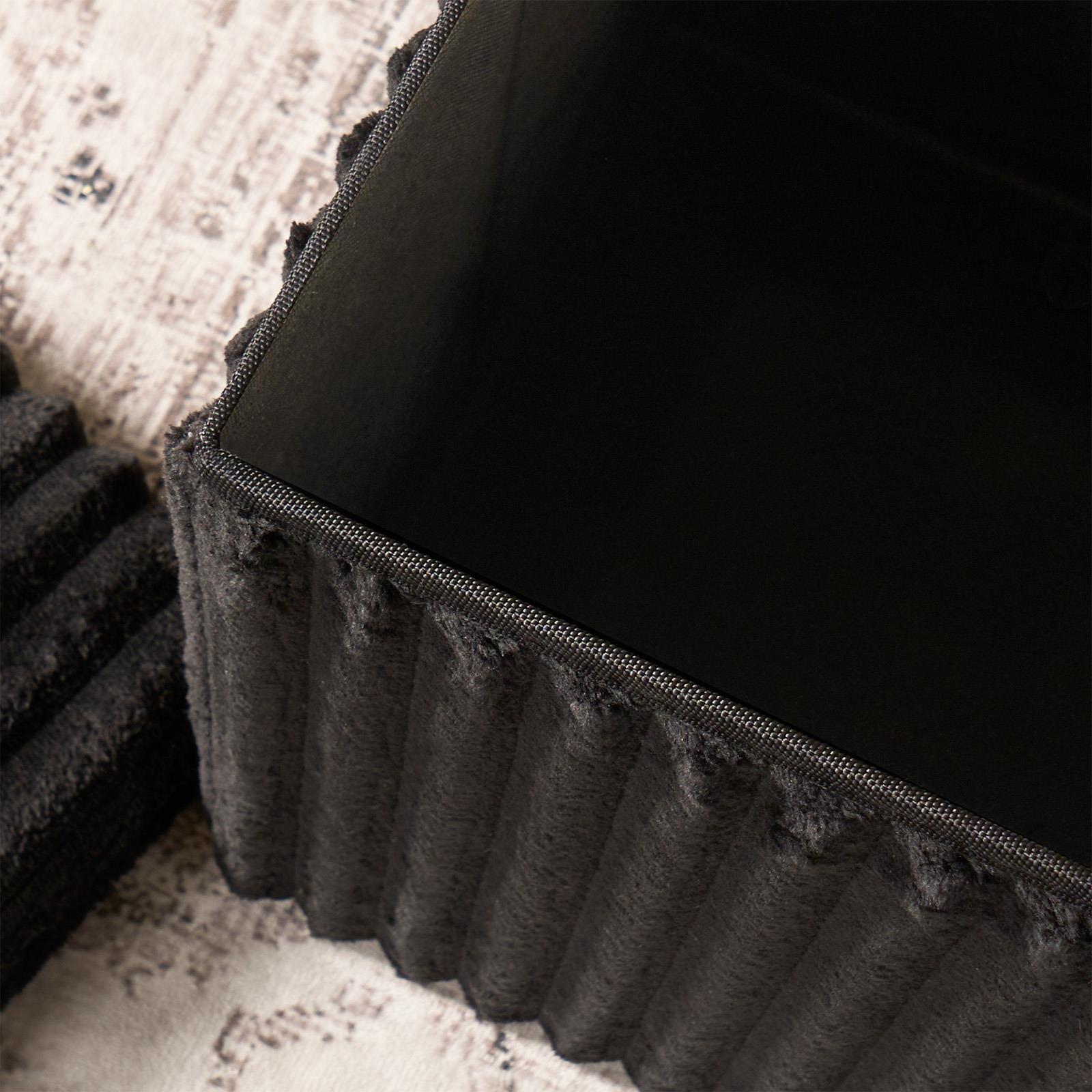 OHS Storage Box Lid Ottoman Folding Ribbed Fleece Footstool Tub Seat