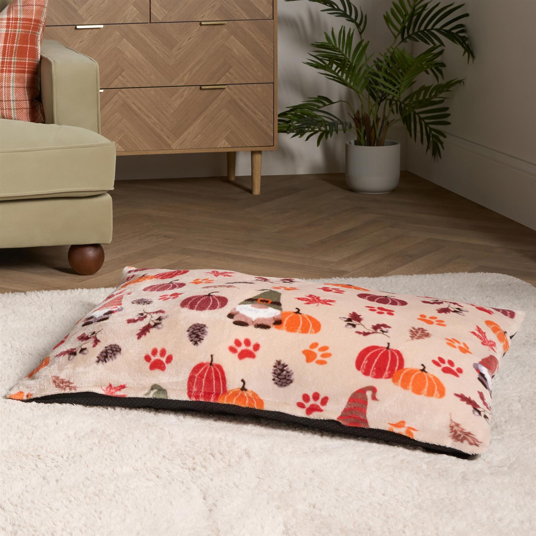 OHS Print Pet Bed Fleece Paw Checks Leopard Stripes Xmas Calming Cushion Dog Cat