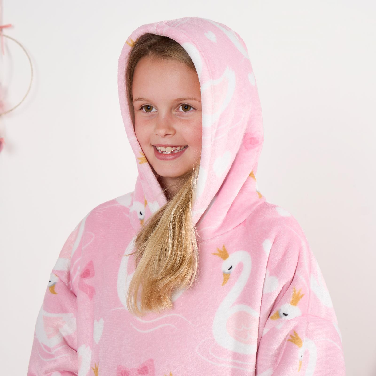 Kids Hoodie Blanket Oversized Sherpa Fleece Jumper Sweatshirt Soft Warm Throw - Picture 122 of 169