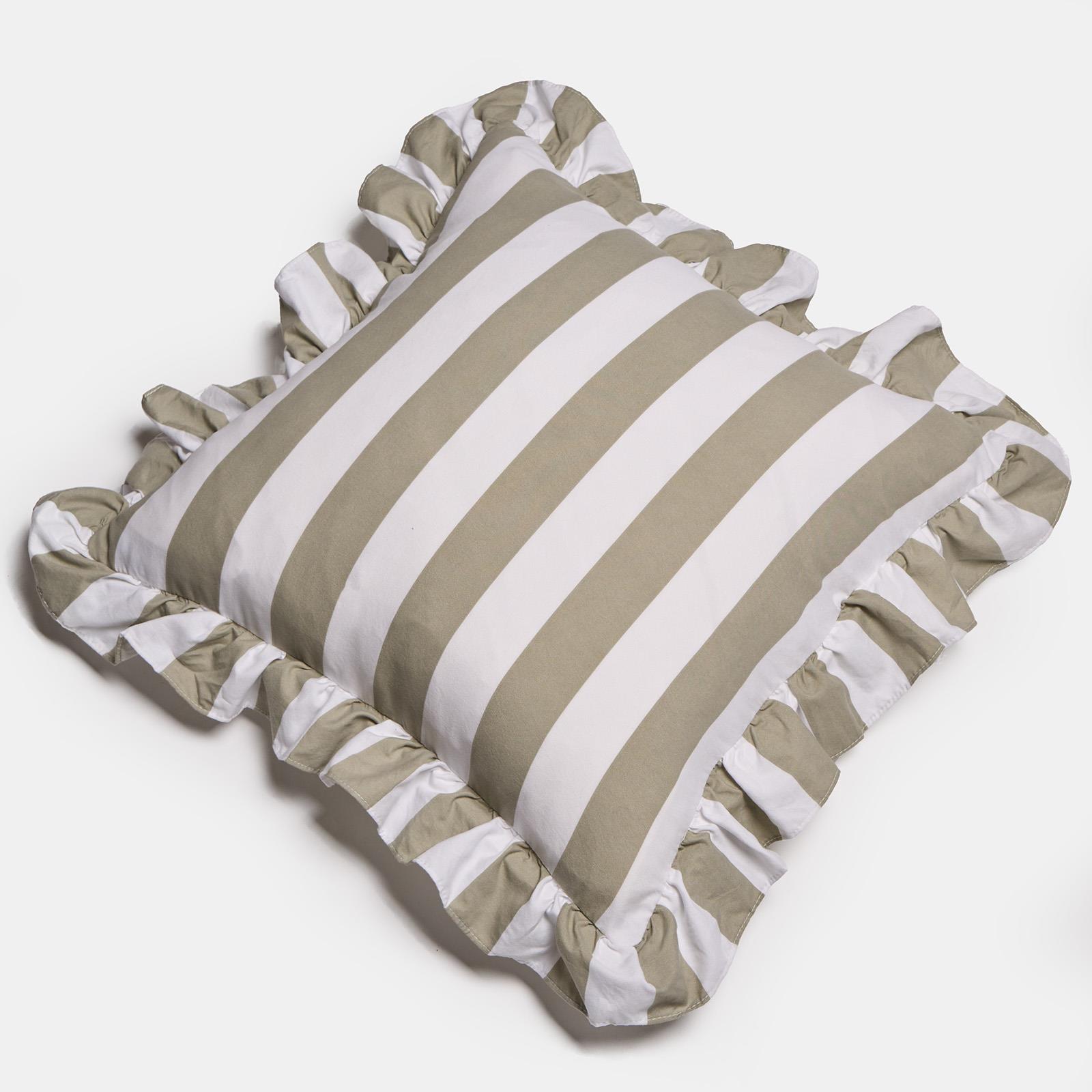 OHS Stripe Frill Cushion Covers Microfibre Square Pillowcases Home Decor