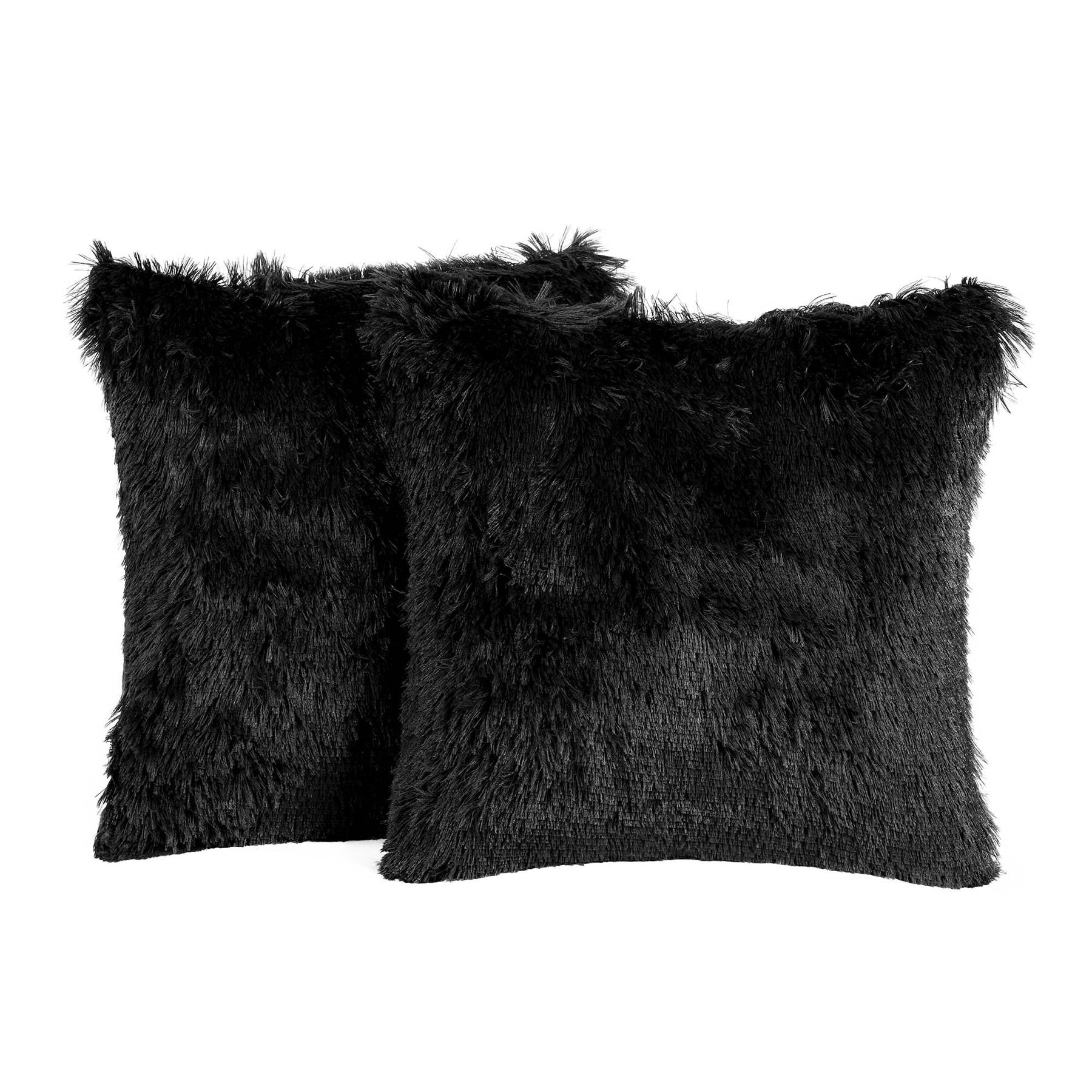 Sienna Set of 2 Fluffy Cushion Covers Shaggy Set Scatter Sofa 18