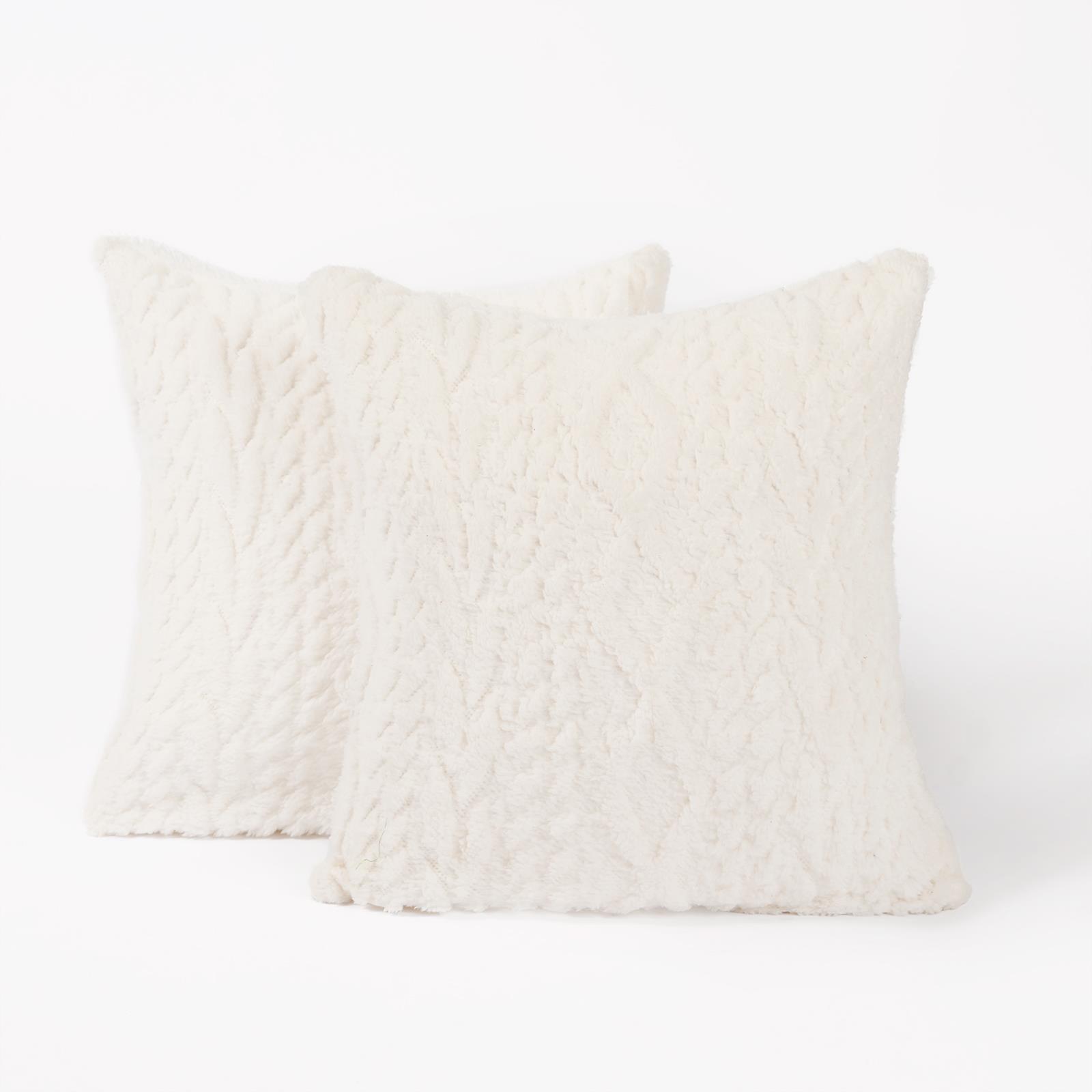 OHS Cable Knit Cushion Covers 2 Pack Sherpa Square Pillowcases Home Decor