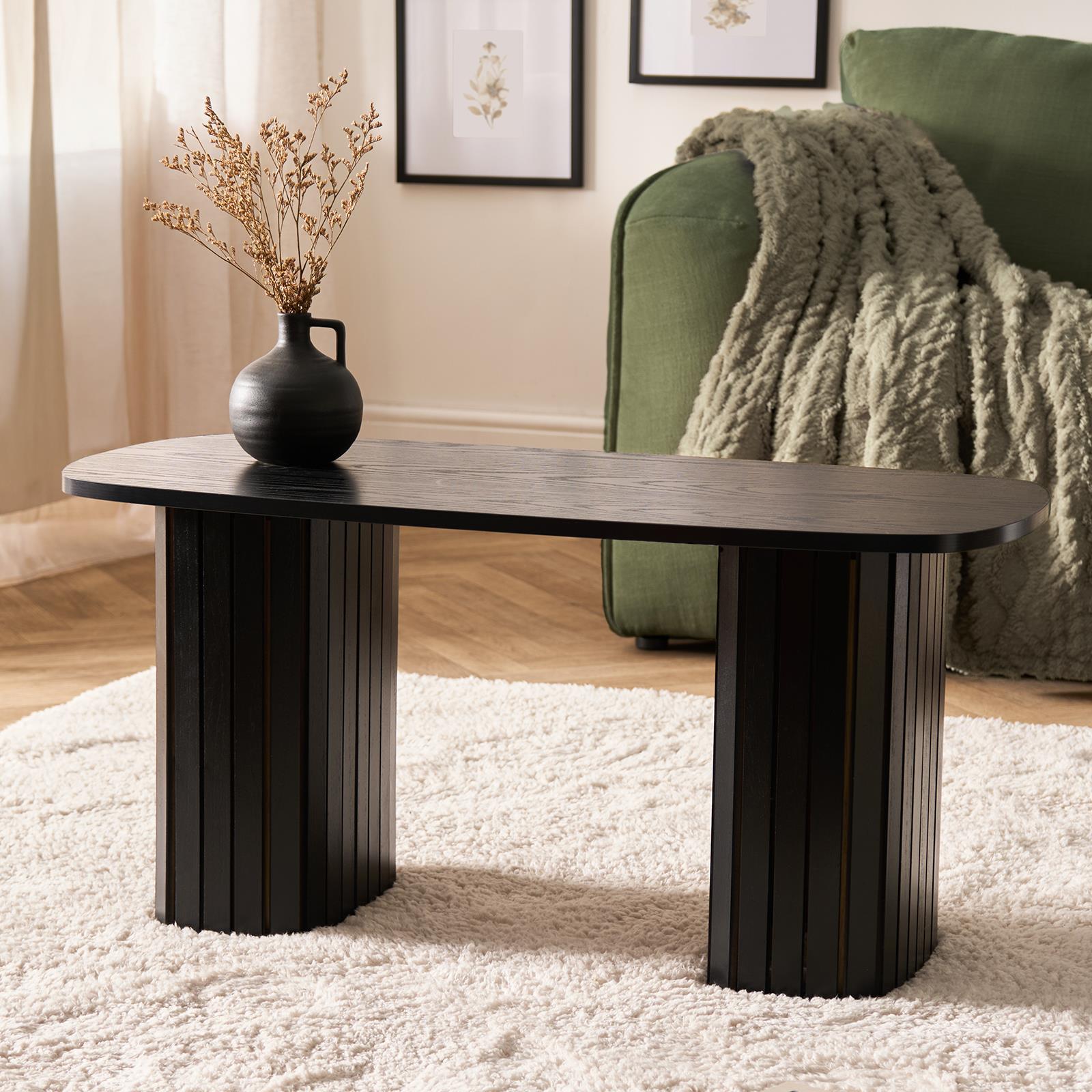 OHS Madison Coffee Table Ribbed Engineered Wood Side End Desk Home Decor