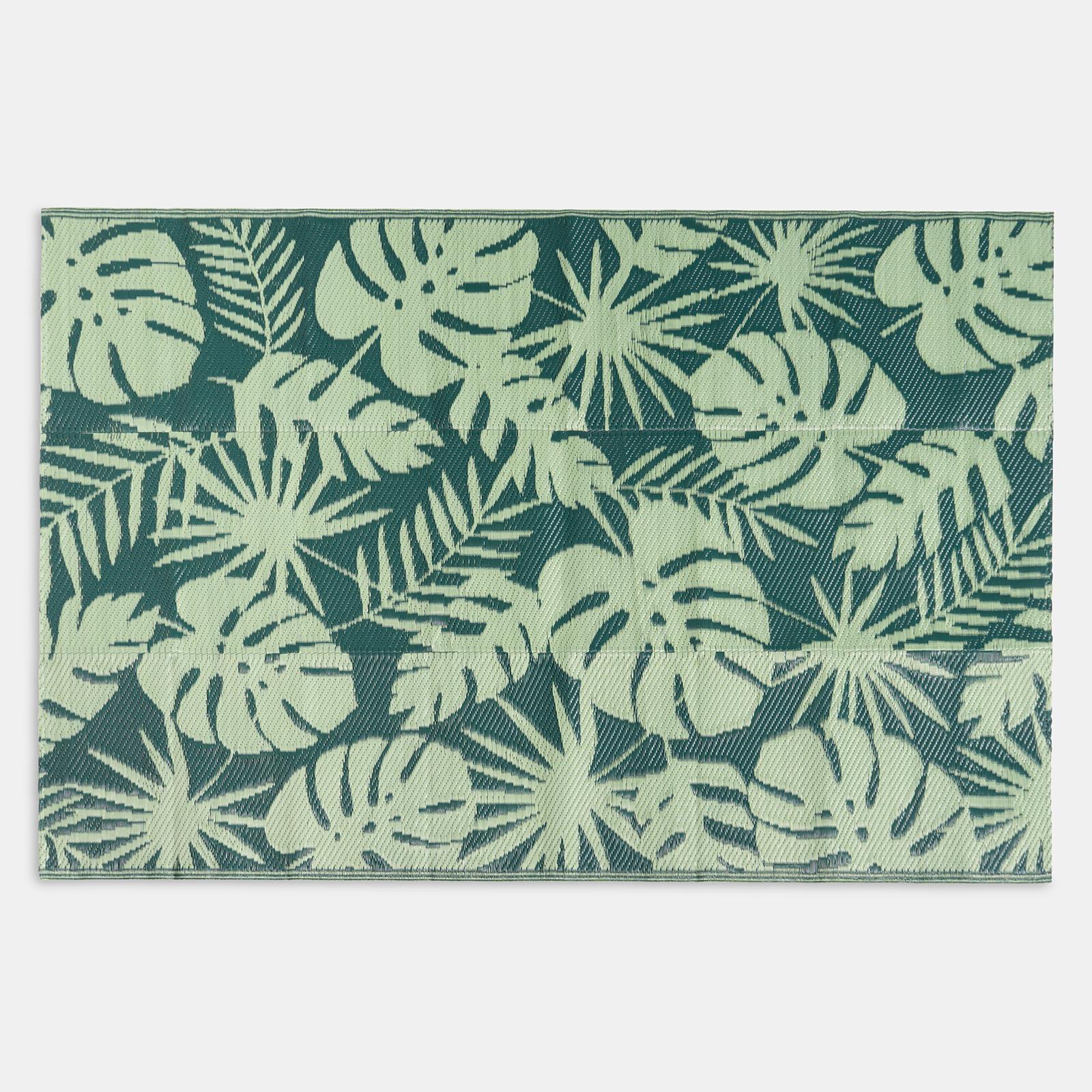 OHS Palm Print Garden Rug Outdoor Waterproof Area Mat Patio Decor