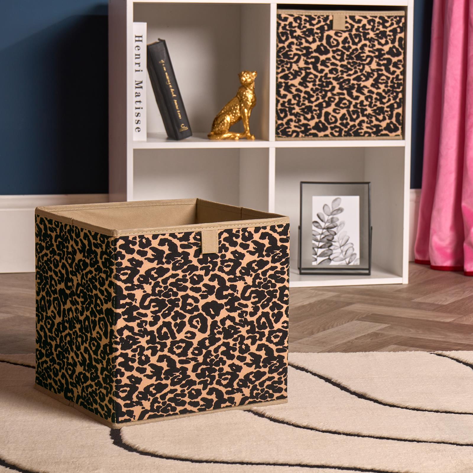 OHS Storage Cube Boxes Animal Print 2/4 Pack Folding Shoe Organiser Tidy Set