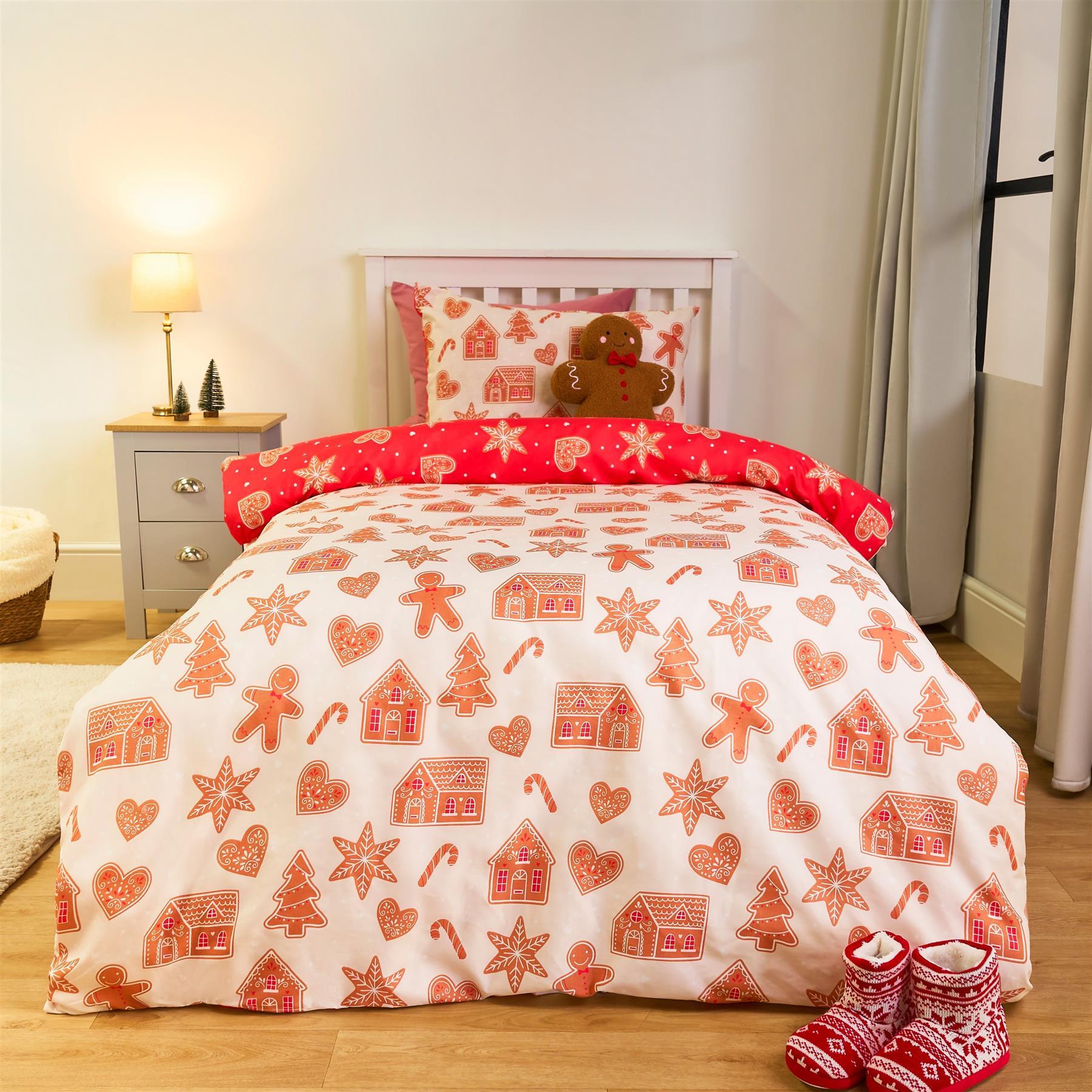 OHS Xmas Reversible Bedding Set Novelty Kids Duvet Cover with Pillowcase Double