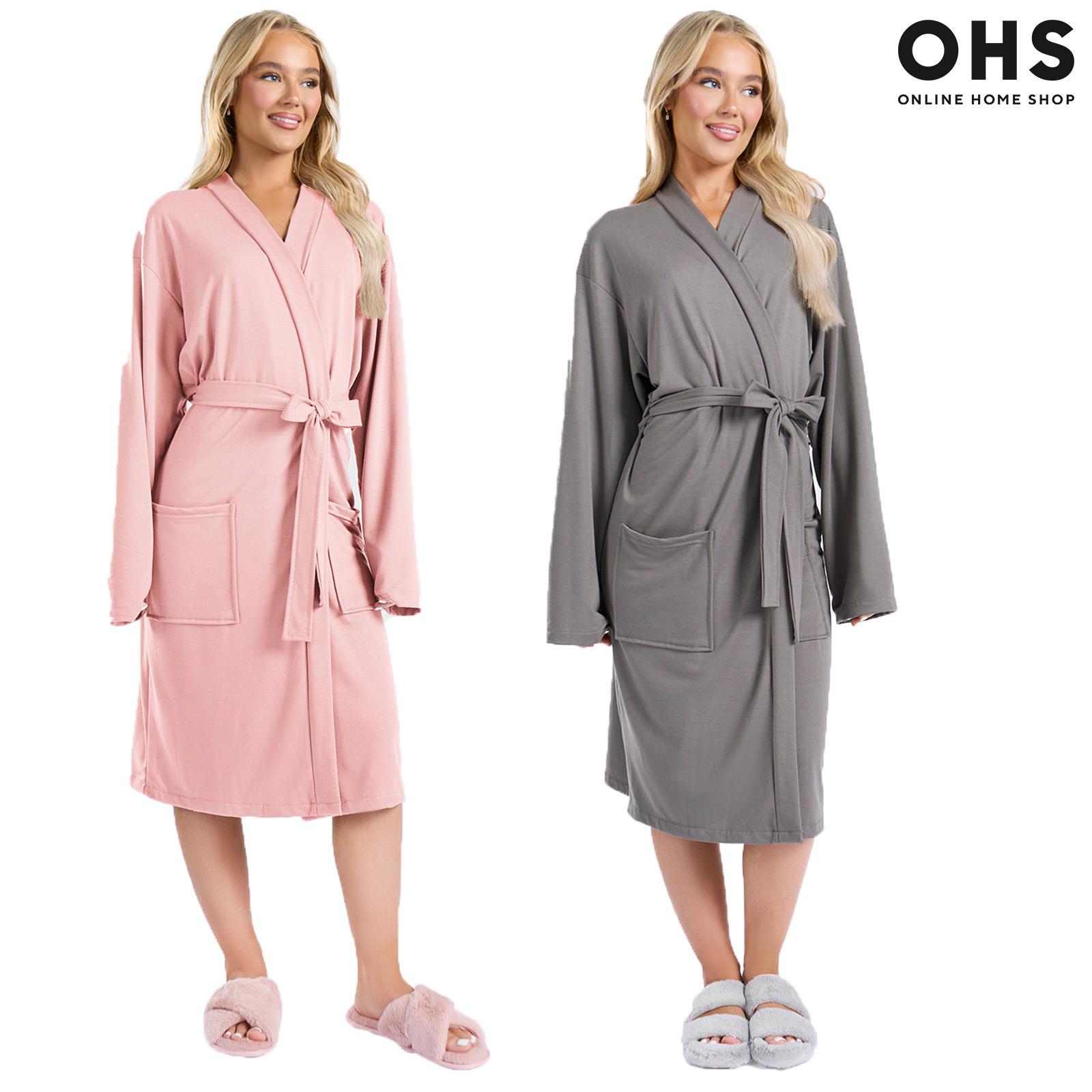 Jersey Dressing Gown Womens Soft Luxury Full-Length Hotel Ladies Robe Nightwear